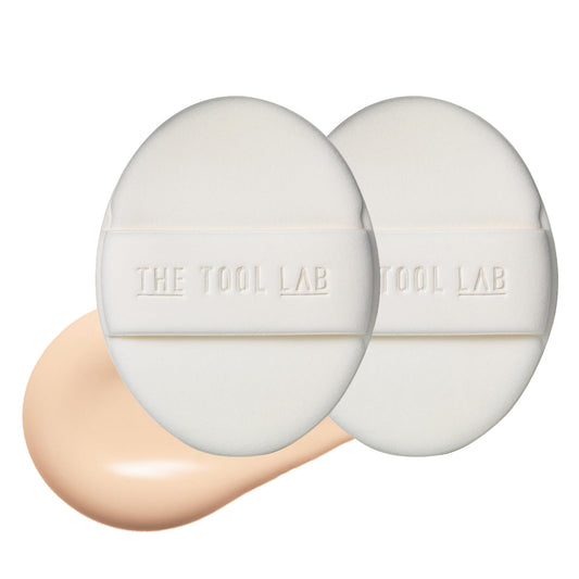 THE TOOL LAB Long-Lasting Tension Puff (Airy type, Oval) - Korean Olive Young Makeup Puff Sponge for Liquid Foundation Cushion Shading Blusher, 100% Pure Rubycell for Lightweight Adherence - 2.6 inch