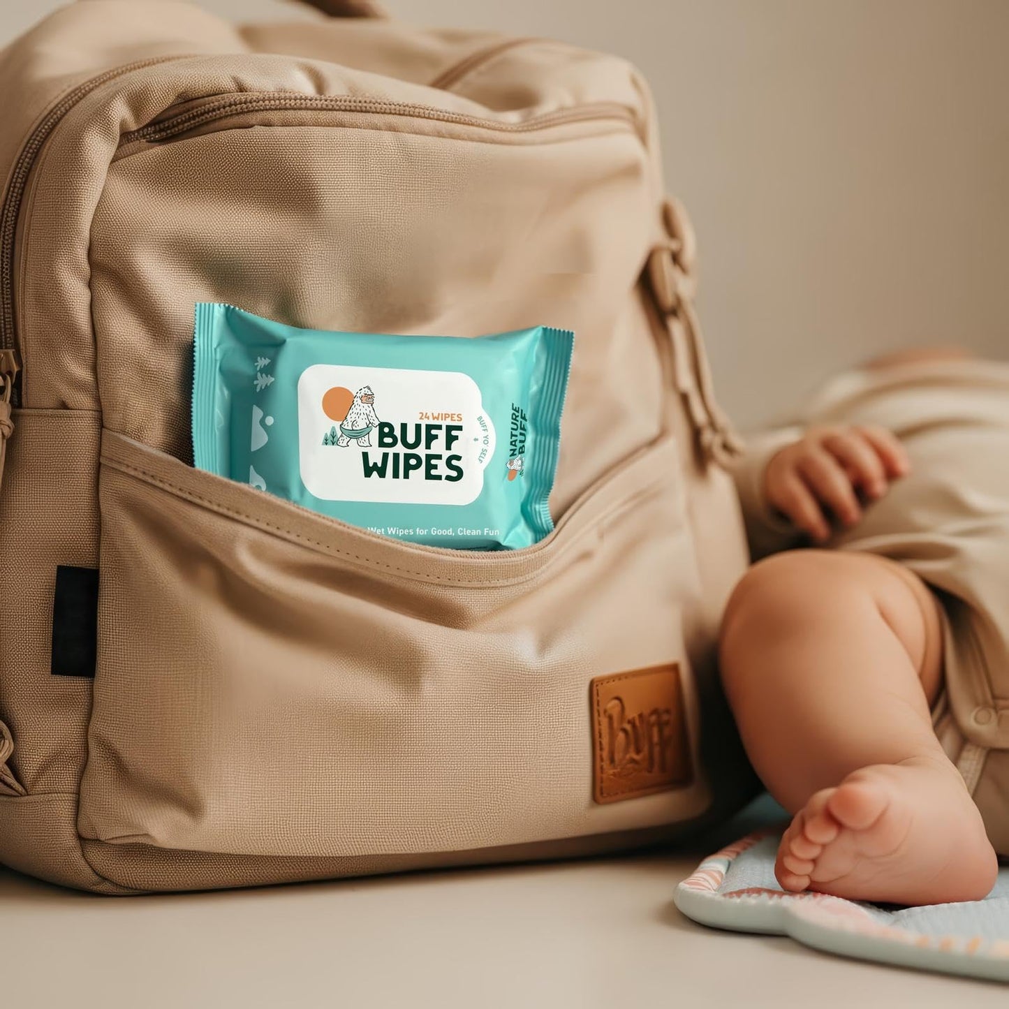 NATURE BUFF Multi-Use Wet Wipes for Babies & Adults - 99.7% Pure, Plastic-free, Biodegradable & Unscented Body Wipes - 24 Wipes Per Pack