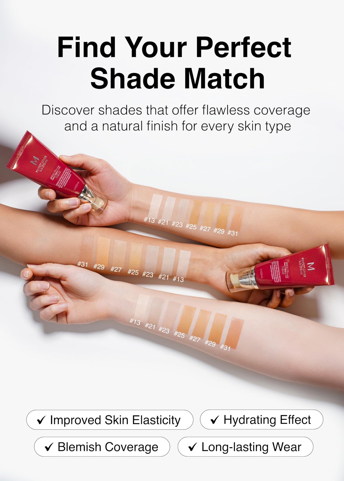 MISSHA M Perfect Cover BB Cream No.23 Natural Beige -Light/Medium with Cool/Neutral Undertone SPF 42 PA +++ 1.69 Fl Oz - Tinted Moisturizer for face with SPF