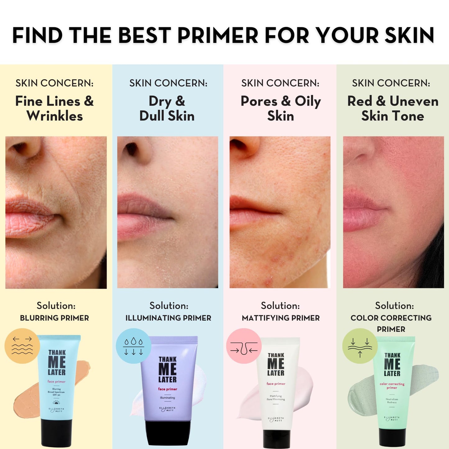 Elizabeth Mott Thank Me Later Face Primer - Mattifying Makeup Base Primer for Shine and Oil Control - Pore Minimizer, Smooths Wrinkles and Fine Lines – Long-Lasting Makeup Gripping Formula, 30g