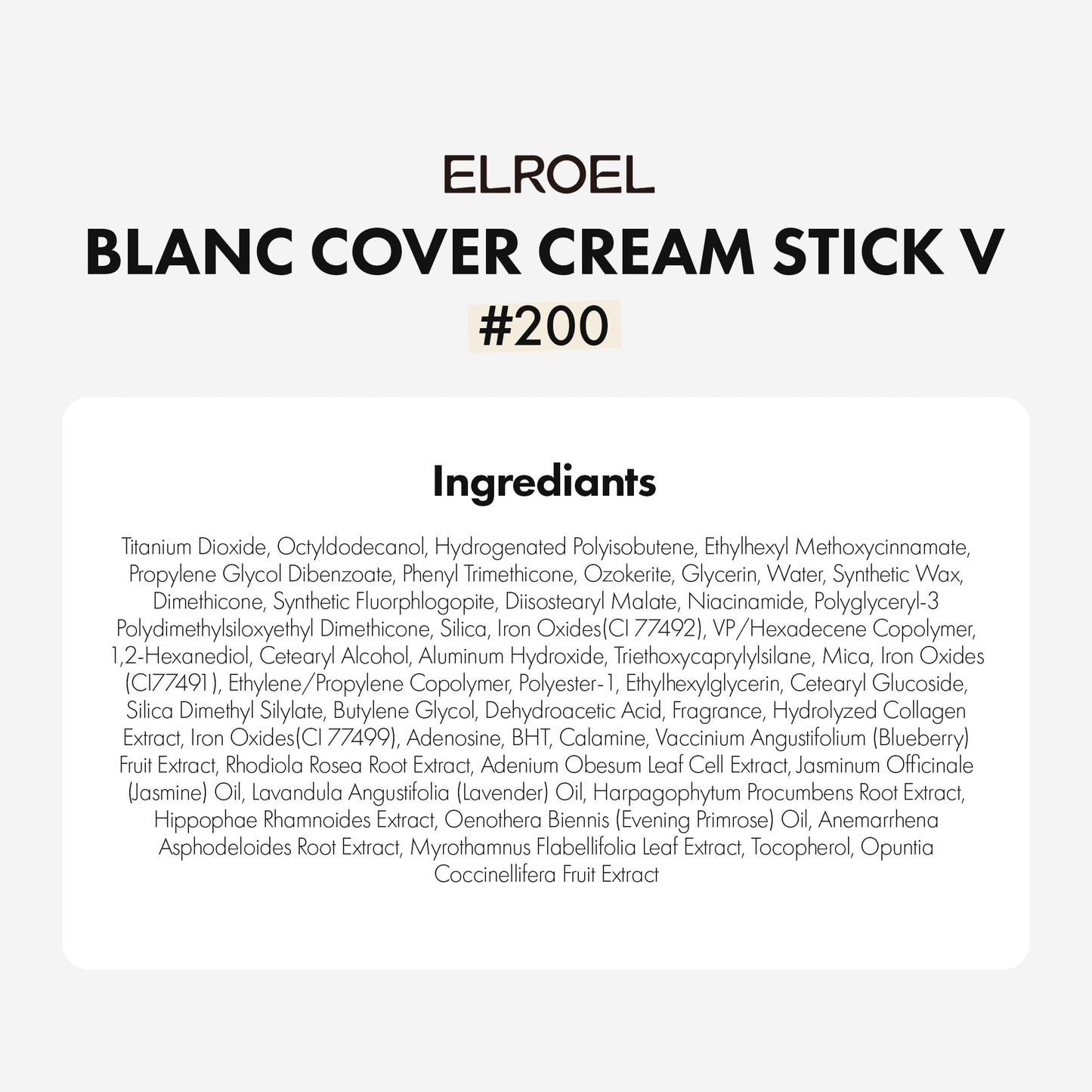 ELROEL Blanc Cover Cream Stick V White - Korean Color-Changing Foundation Stick with Volufiline - Medium to Full Coverage Dewy Finish Base Makeup - Dual-Ended with Detachable Brush (200 Fair)