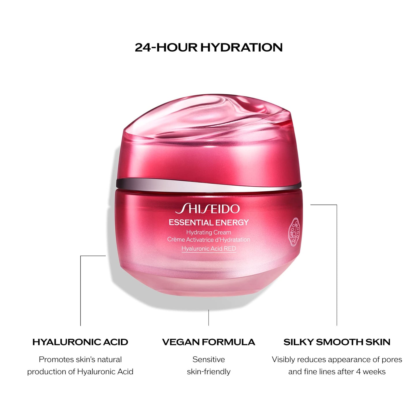 Shiseido Essential Energy Hydrating Cream - 50 mL - Visibly Reduces the Look of Pores & Fine Lines - With Hyaluronic Acid - 24-Hour Hydration - Vegan - All Skin Types