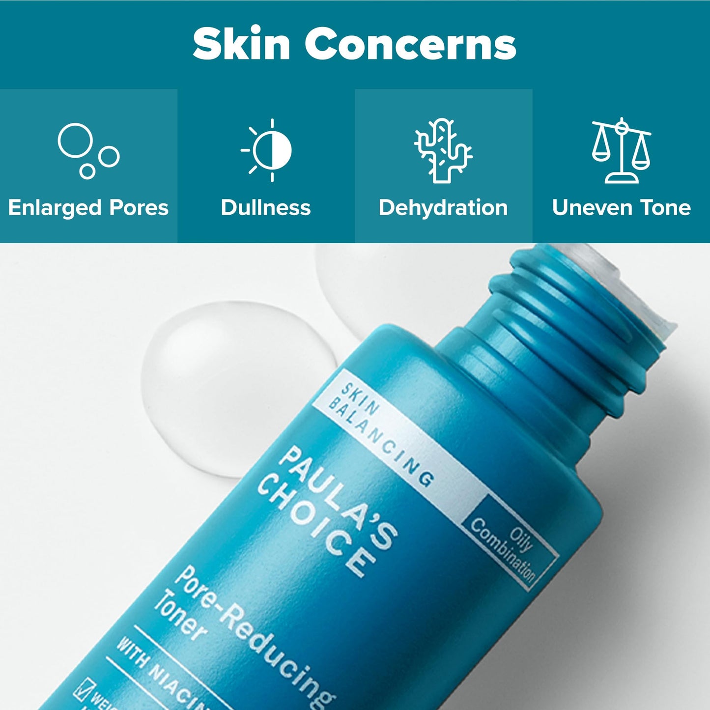 Paula's Choice Skin Balancing Pore-Reducing Face Toner with Niacinamide for Combination & Oily Skin, Minimizes Large Pores, Controls Oil & Shine, Acne-Prone Friendly, Travel Size, 1 Fl Oz