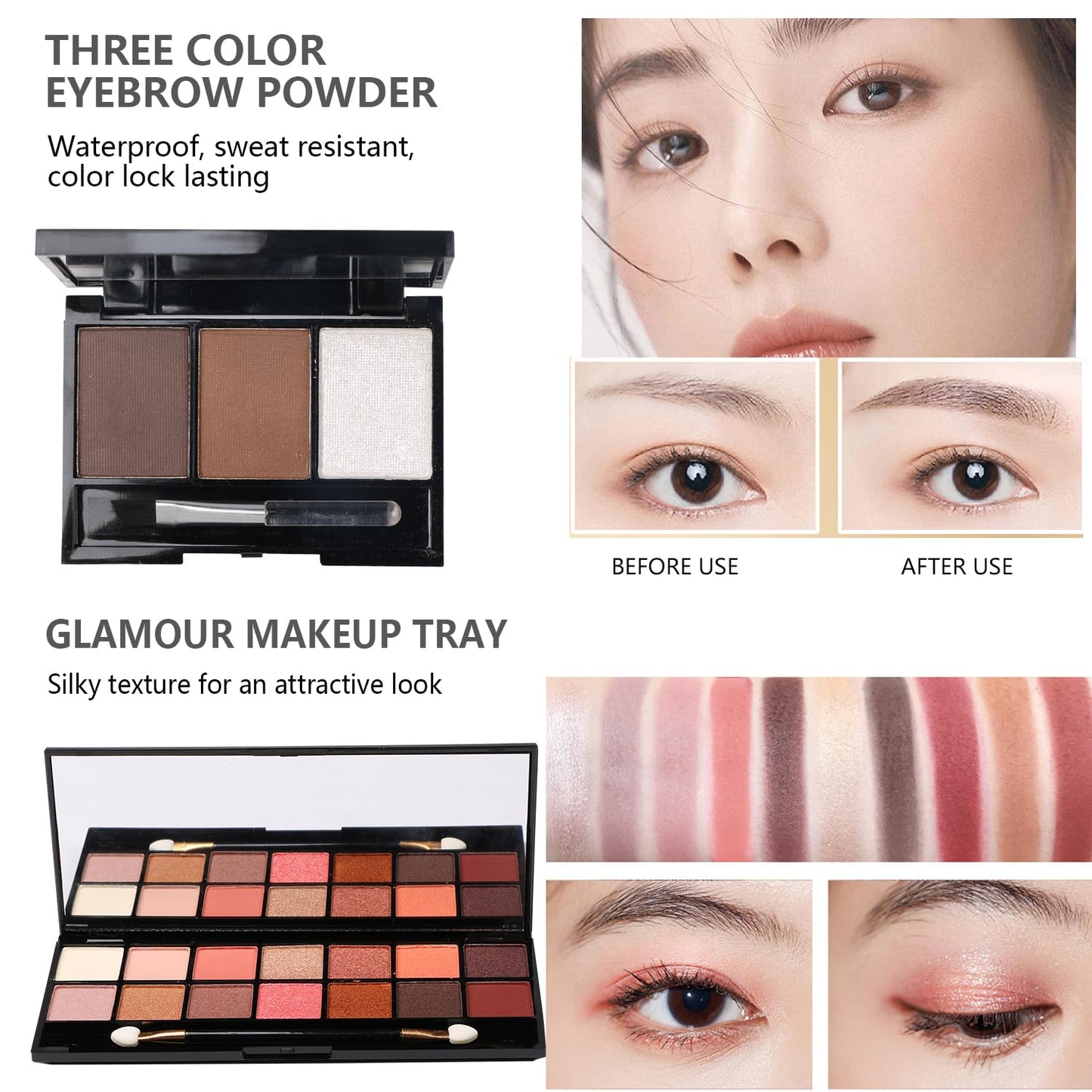 MTDXILTAI All in One Makeup Kit - 2X14 Eyeshadow Palette, Liquid Foundation, Eyeliner Pencils, Contouring Stick, Lip Gloss, 20Pcs Makeup Brushes (Black)