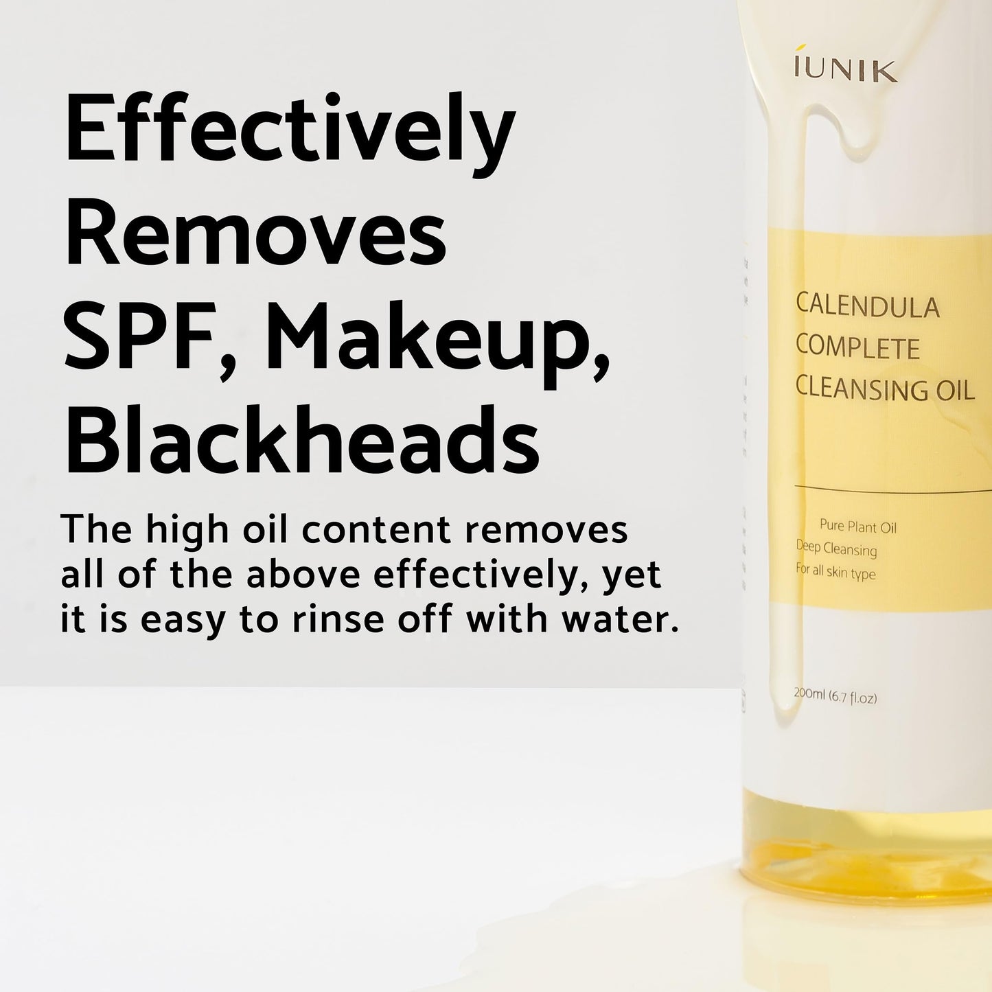 IUNIK Calendula & Jojoba Oil-Infused Vegan Cleansing Oil – Gentle Blackhead Melting & Makeup Remover Facial Cleanser w/Plant-based Oils Korean Skincare
