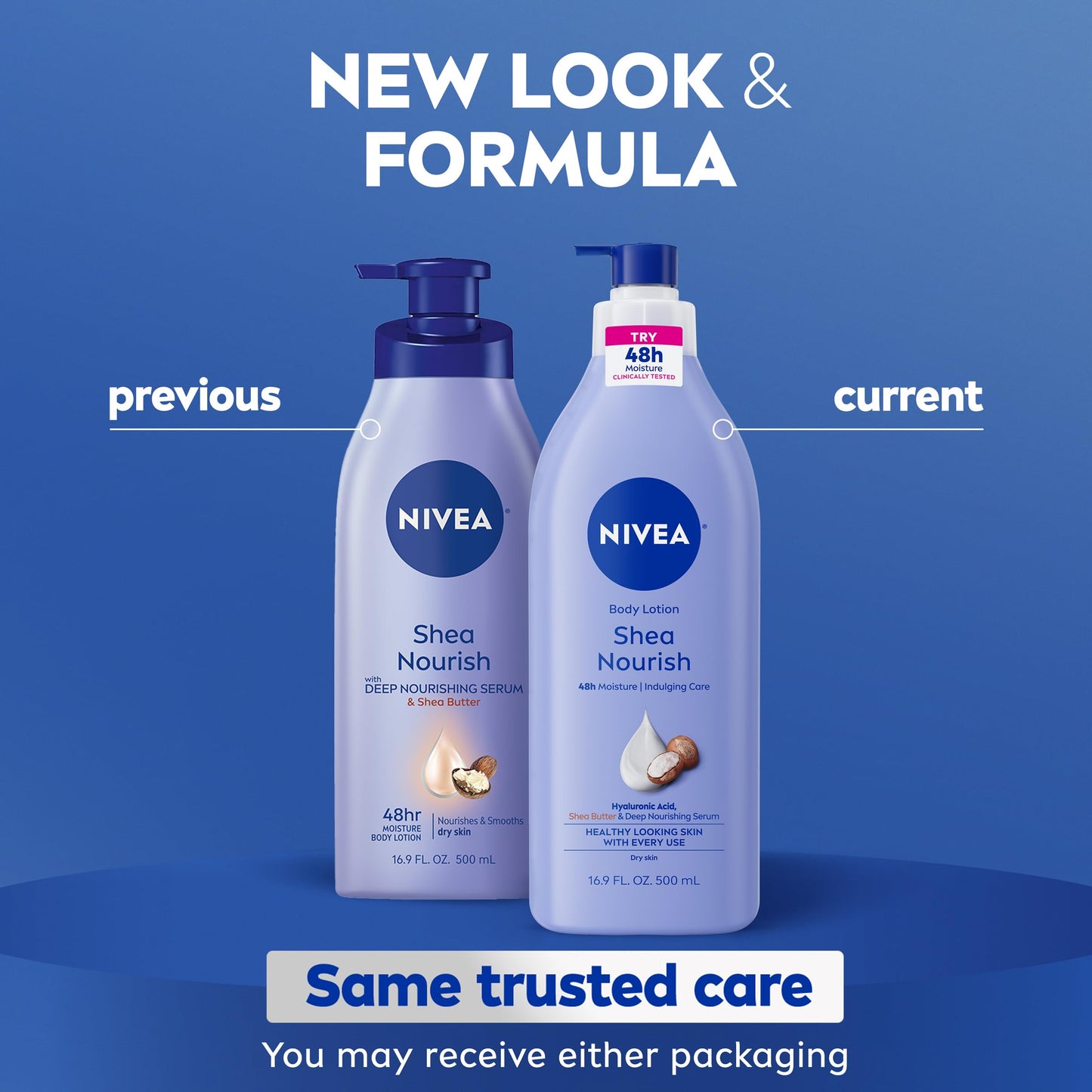 NIVEA Shea Nourish Body Lotion for Dry Skin with Hyaluronic Acid, Shea Butter and Deep Nourishing Serum, 48-Hour Body Moisturizer, 16.9 Fl Oz Pump Bottle