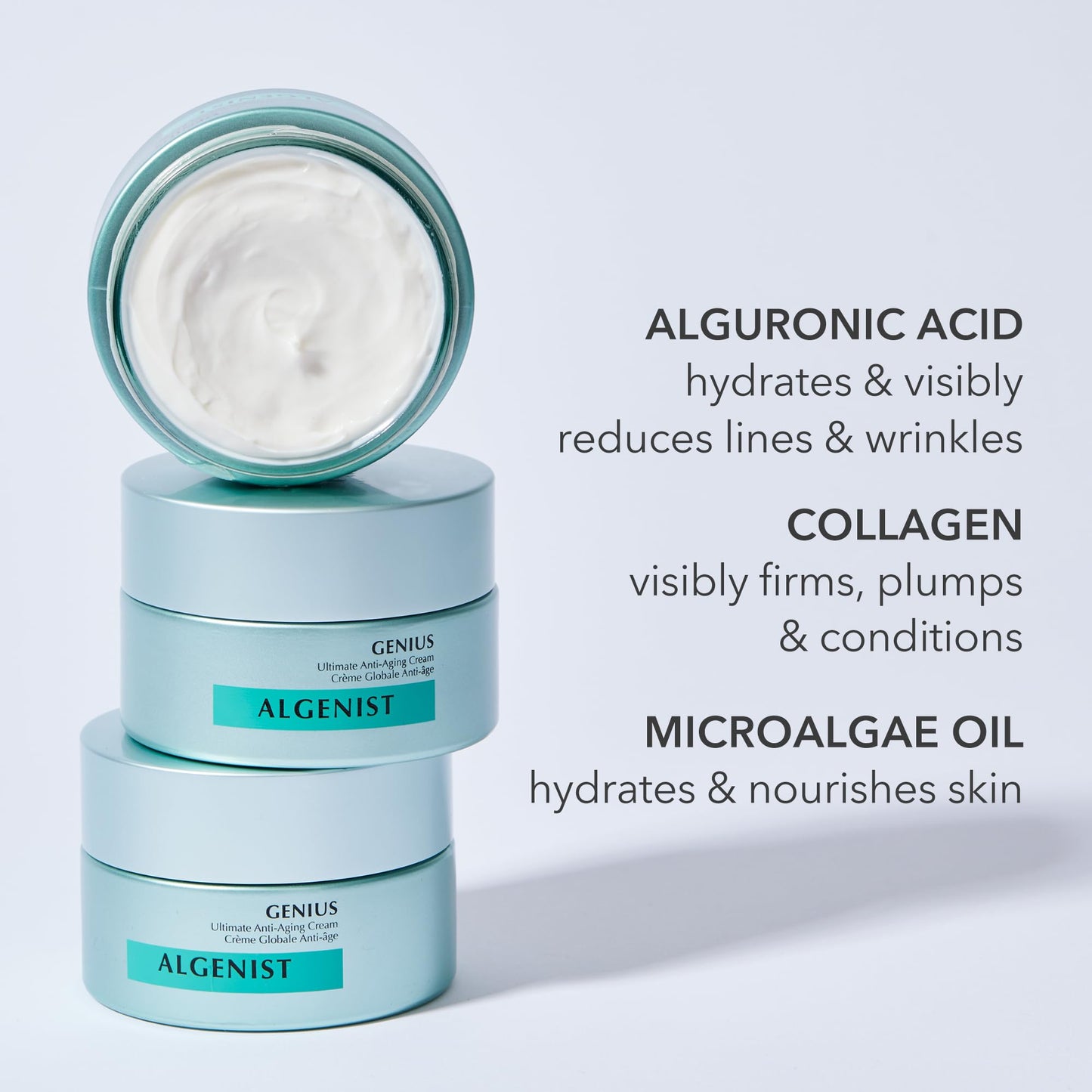 Algenist GENIUS Ultimate Anti-Aging Face Cream - Restoring Collagen Cream to Smooth, Brighten + Help Improve Skin's Radiance - Formulated with Patented Alguronic Acid and Microalgae Oil (2oz)