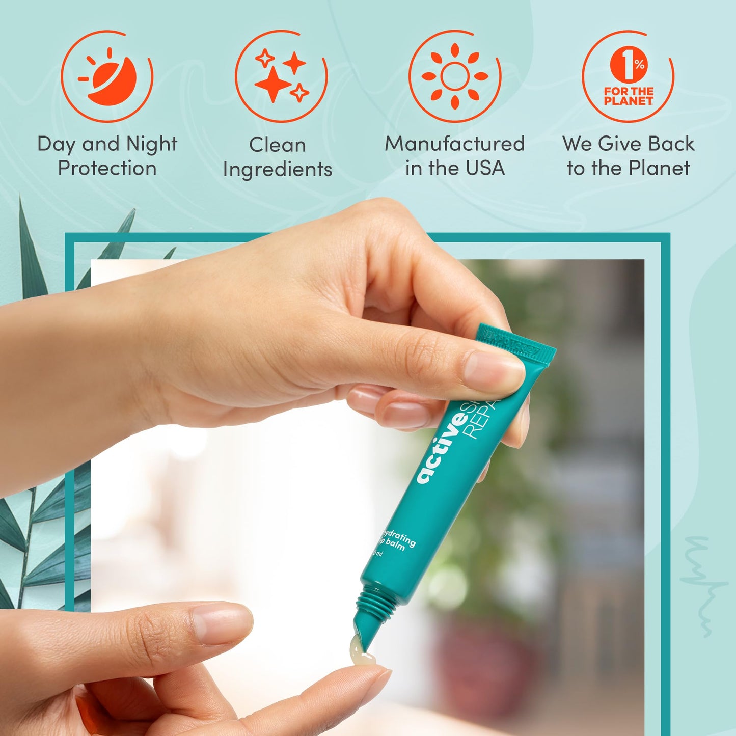 Active Skin Repair Hydrating Lip Balm for Dry Lips, EWG Certified Long-Lasting Moisturizing Lip Balm with Hyaluronic Acid, Peptides, and Ceramides, 10 ml.