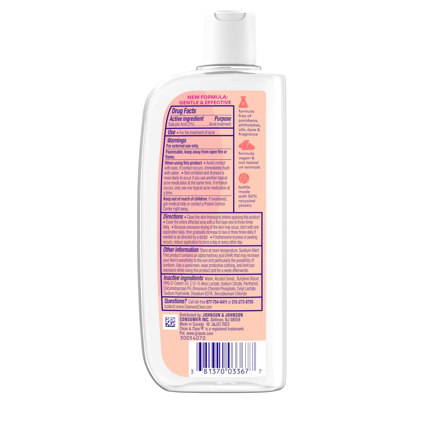 Clean & Clear Essentials Oil-Free Acne Toner, 2% Salicylic Acid Acne Treatment, Gentle Facial Toner for Pimples Cleanses Pores to Clear & Remove Blackheads, Fragrance Free, 8 fl. oz
