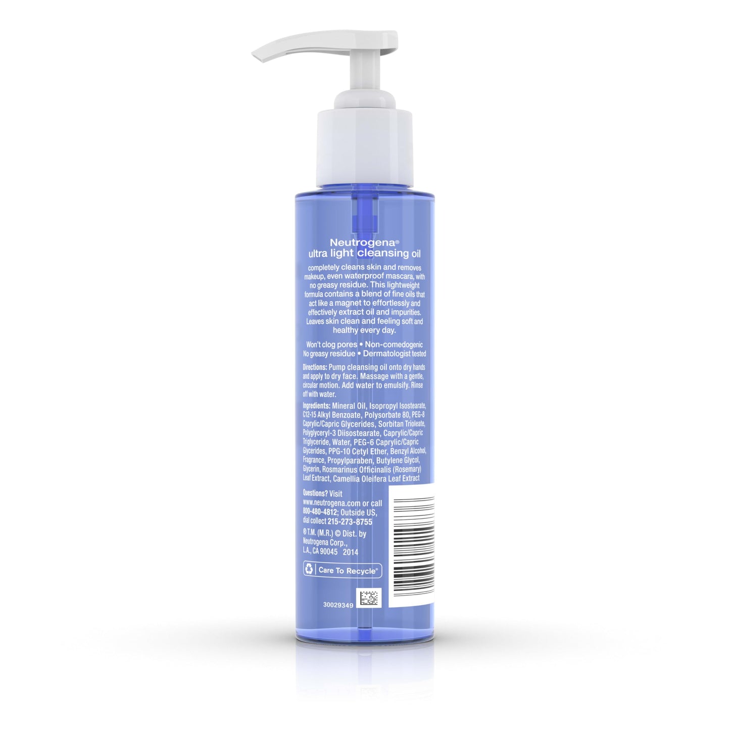 Neutrogena Ultra Light Facial Cleansing Oil & Makeup Remover, Non-Comedogenic Face Cleanser to Remove Dirt, Oil, Makeup & Waterproof Mascara, 4 fl. oz