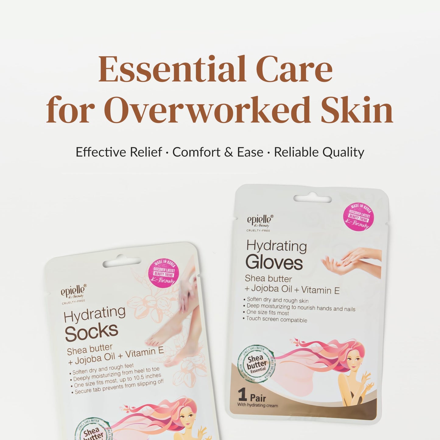 Epielle Hydrating Foot Masks 6 Pairs, Deep Moisturizing Socks for Dry Feet & Cracked Heels, Relieve and Soften with Shea Butter & Jojoba Oil, Korean Skin Care, Spa Set, Self Care Gifts for Women