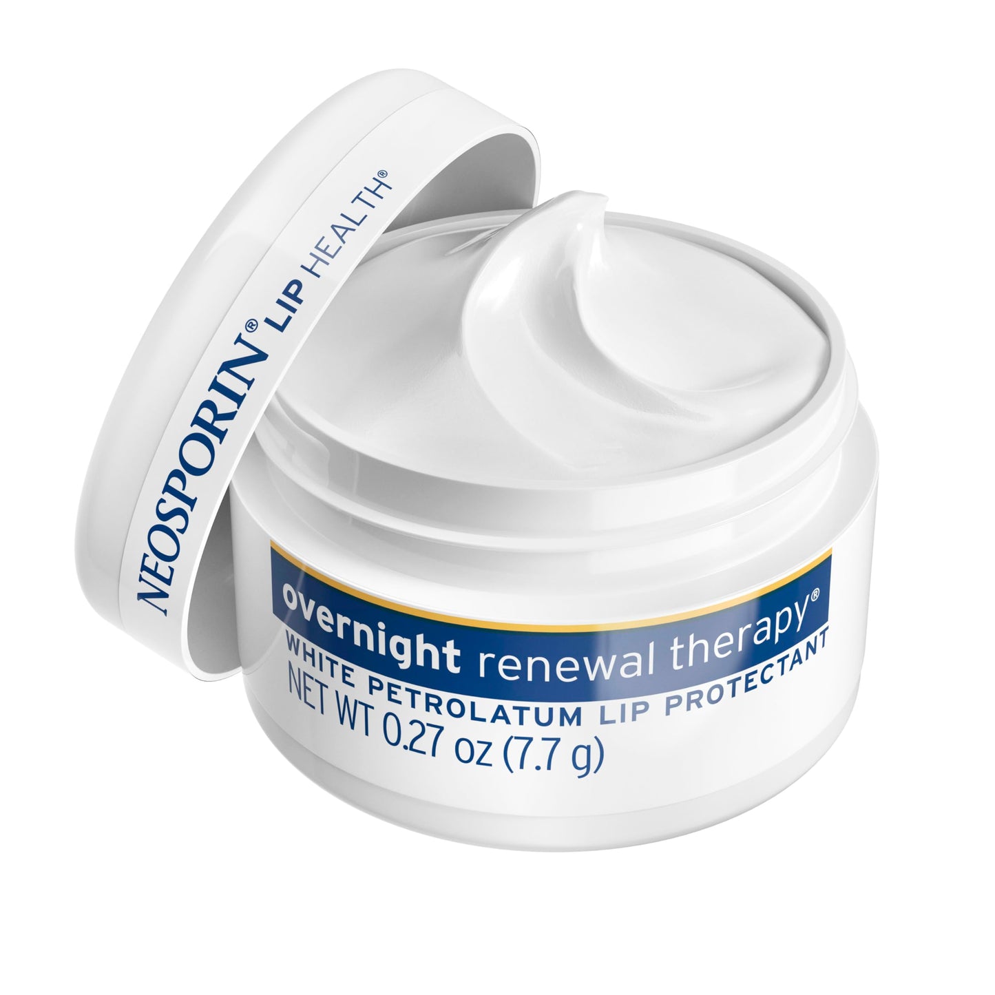 Neosporin Lip Health Overnight Renewal Therapy White Petrolatum Lip Protectant/Moisturizer to Nourish & Repair Dry Lips, Helps Relieve, Prevent & Protect Chapped Lips, 0.27 oz, 2 Pack