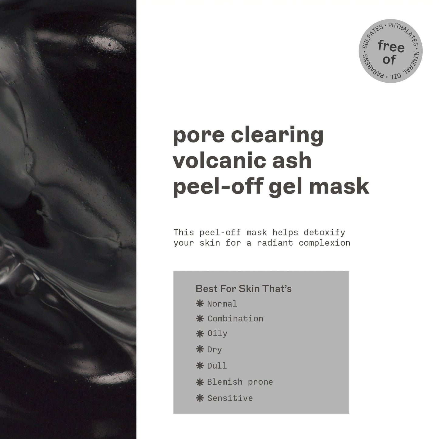 FREEMAN Pore Clearing Volcanic Ash Peel-Off Gel Facial Mask, Deep Cleansing, Removes Dirt From Pores, Not Over-Drying, Easy-to-use, For Men, 6 fl.oz./175 mL Tube