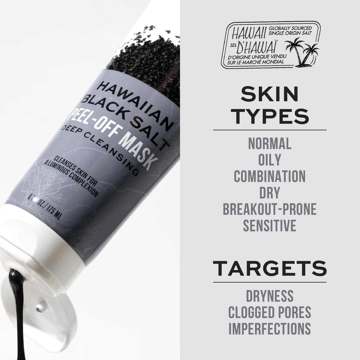 Freeman Exotic Blends Hawaiian Black Salt Peel Off Facial Mask, 6 fl.oz./175 mL Tube