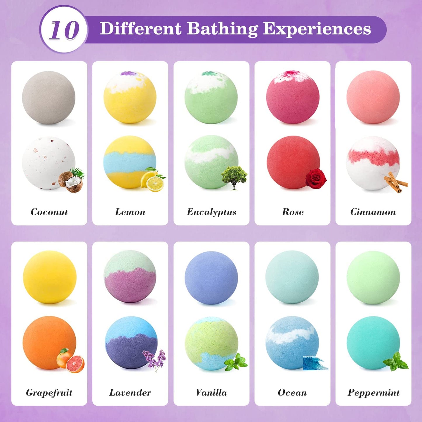 CalmNFiz 20PCS Bath Bombs for Women Presents Set Natural Wonderful Fizz Effect Bath Bomb with Shea Butter & Essential Oils, Bubble Bath Mothers Day Presents for Mom, Wife, Girlfriend