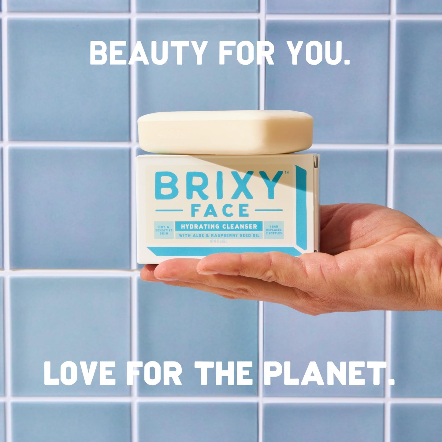 BRIXY Hydrating Facial Cleansing Bar For Dry Skin – Aloe and Raspberry Seed Oil To Soothe And Moisturize, Ceramide & Niacinamide Support A Heathy Skin Barrier, Soap Free & pH Balanced
