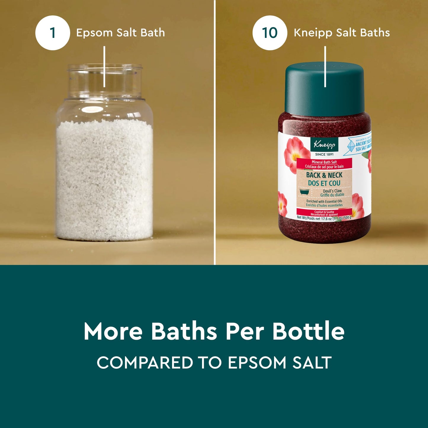 Kneipp Back & Neck Devils Claw Mineral Bath Salt - Soothe & Release Tension - 17.6 oz - Up to 10 Baths
