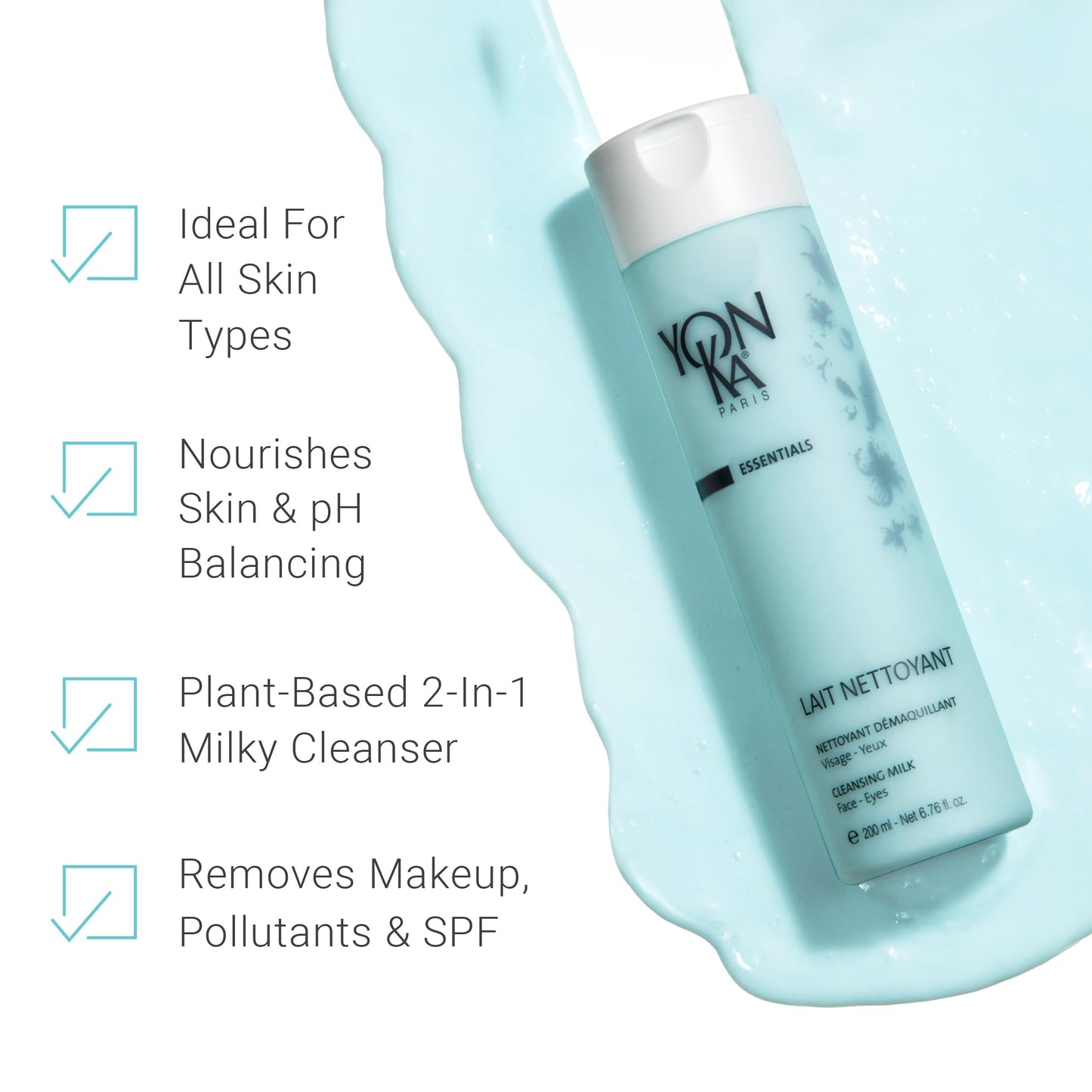 YON-KA LAIT NETTOYANT - Delicate Cleansing Milk for Dry or Mature Skin Types To Remove Eye and Face Makeup (6.6 Ounce / 200 Milliliter)