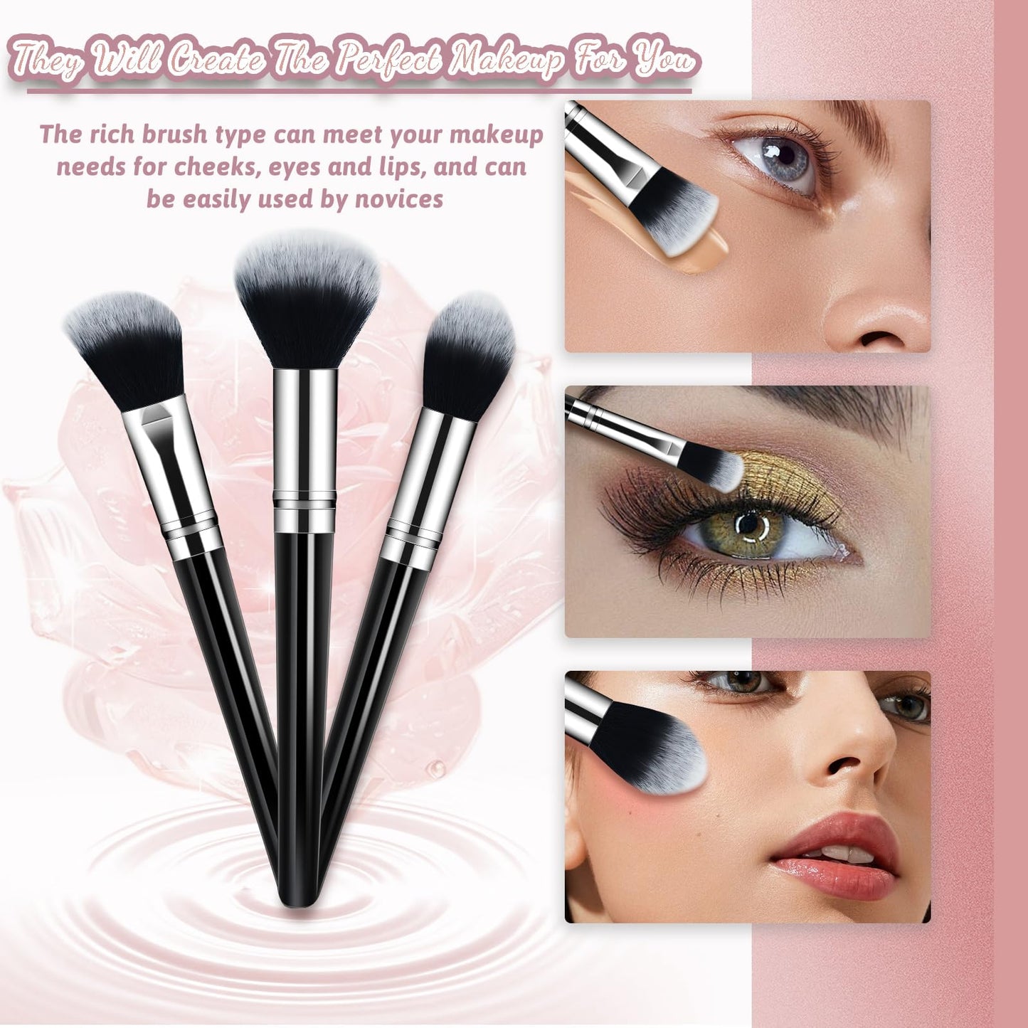 Makeup Brush Set, Premium Synthetic 14 Pcs Makeup Brushes, Travel Makeup Brush Set for Foundation, Concealer, Blush and Eyeshadow Brush(Black)