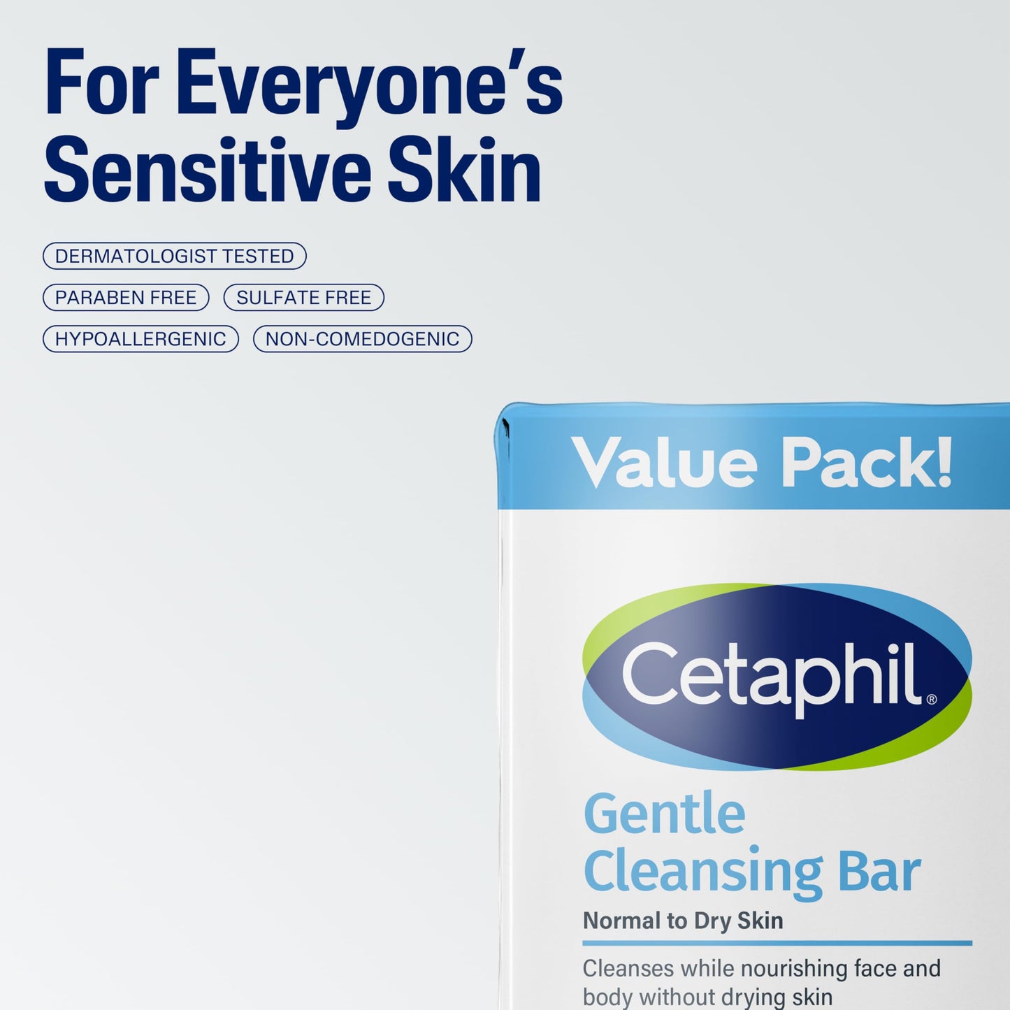 CETAPHIL Gentle Cleansing Bar, 4.5 oz Bar (Pack of 3), Nourishing Cleansing Bar For Dry, Sensitive Skin, Non-Comedogenic, Non-Irritating For Sensitive Skin