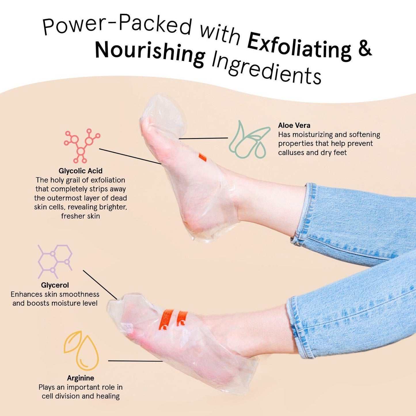 grace & stella Award-Winning Foot Peeling Mask - Foot Peel Masks with Aloe Vera- Moisturizing Foot Masks That Remove Dead Skin, Exfoliating Foot Mask for Dry Cracked Feet (4 Pairs, Unscented)
