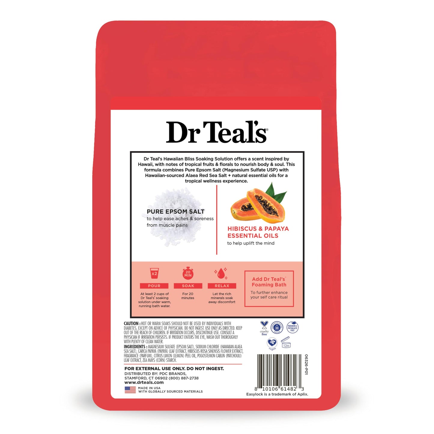 Dr Teal's Epsom Salt Magnesium Soak, Limited Edition Hawaiian Bliss, 3lbs