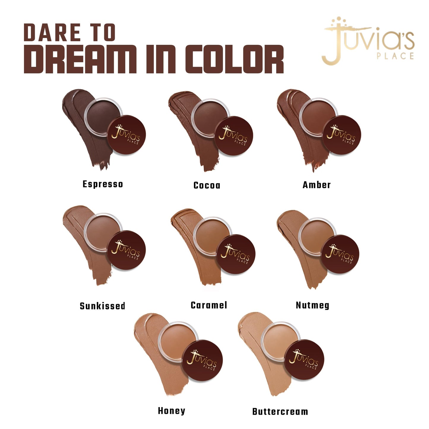 Juvia's Place Bronzed Cream Bronzer - Espresso - Smooth Cream Bronzer Pot for Sun-Kissed Glow & Warmth, Buildable & Blendable Makeup Contour with Long-Lasting Matte Shimmer Finish, Highly Pigmented
