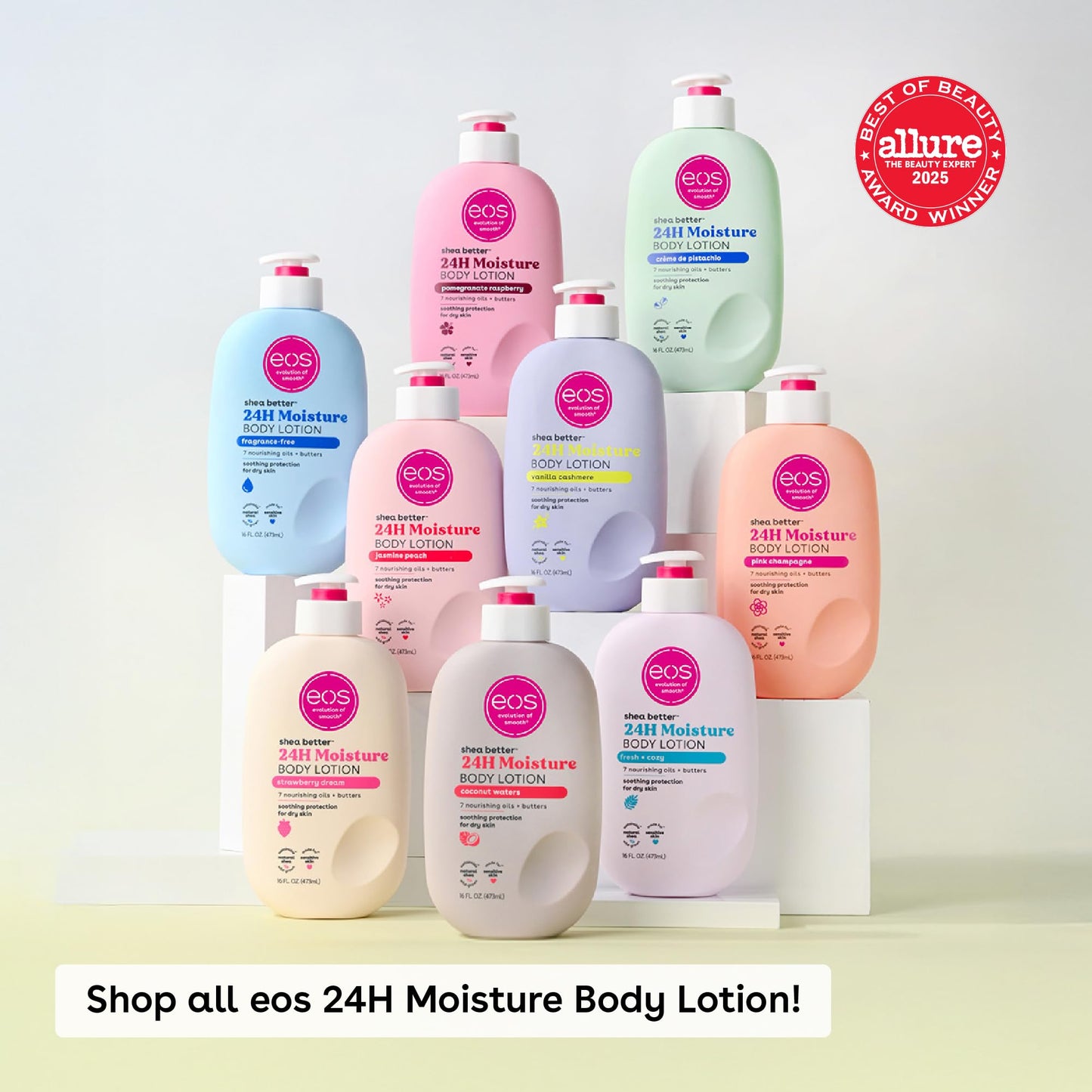 eos Shea Better Body Lotion Vanilla Cashmere, 24-Hour Moisture Skin Care, Lightweight & Non-Greasy, Natural Shea, Vegan, Vanilla Body Lotion, 16 fl oz