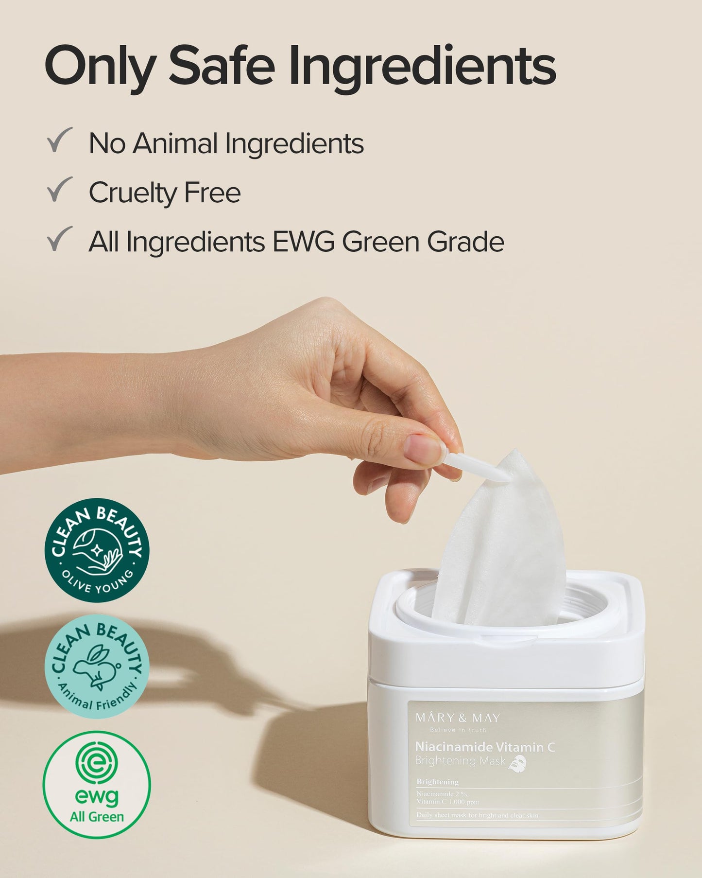 Mary&May Niacinamide Vitamin C Mask | 30 Sheets | Daily Korean Face Mask | Hydrates, Boosts Elasticity, Strengthens Skin Barrier & Reduces Dark Spots | Moisturizing & Firming Sheet Mask