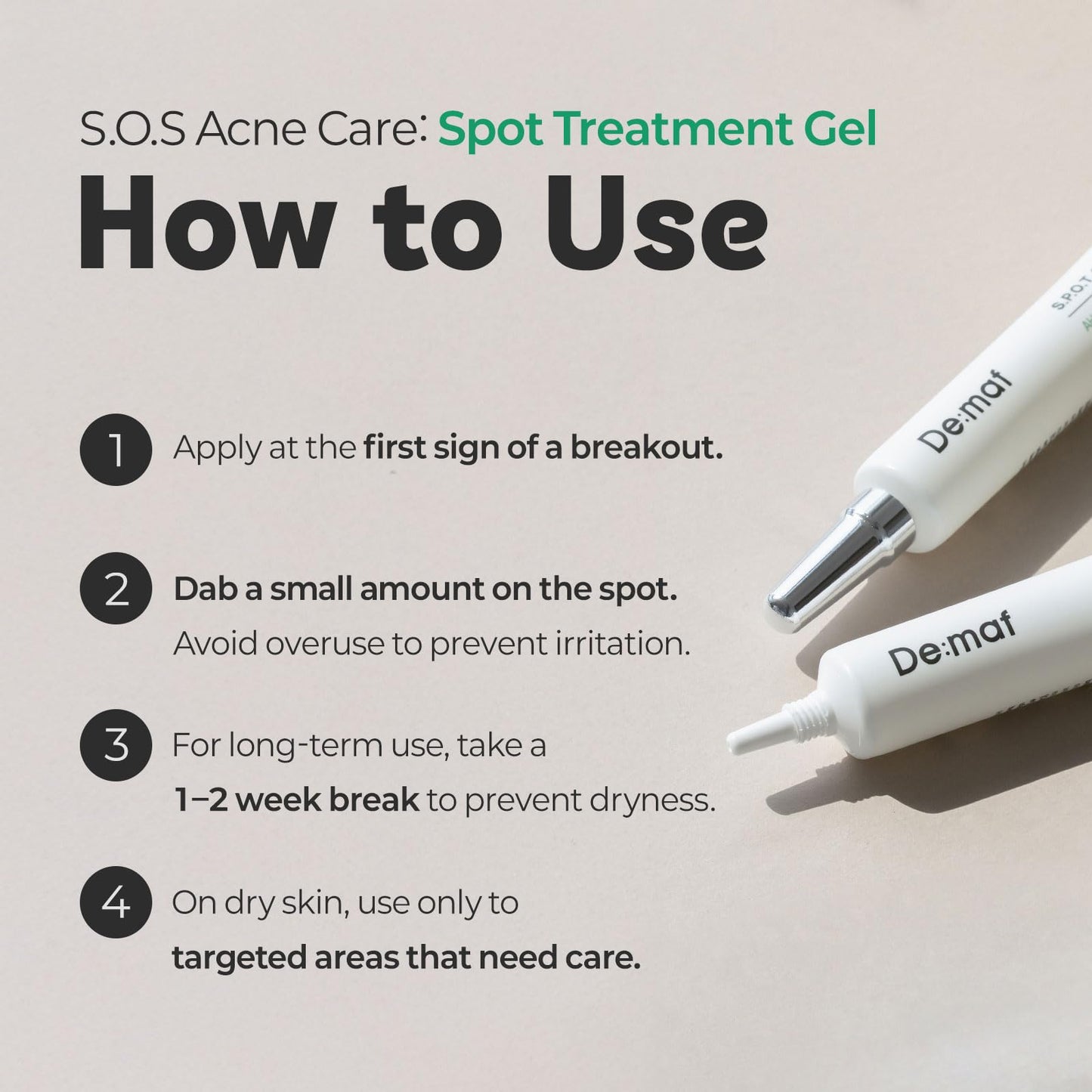 Fast-Acting Acne Spot Treatment Gel for Oily & Acne-Prone Skin – Exfoliating & Calming Formula with BHA, Centella & Green Tea – Non-Comedogenic Blemish Corrector 0.35 fl oz (10ml)