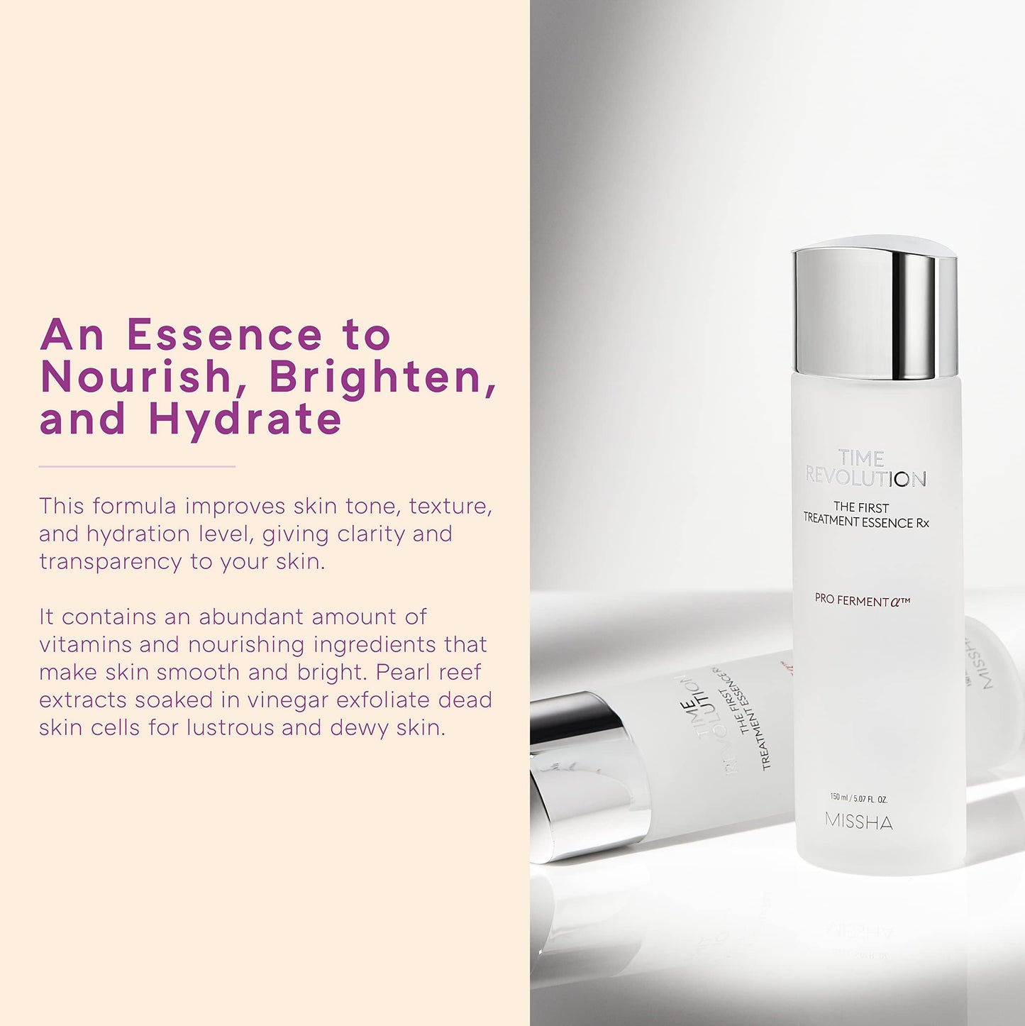 MISSHA Time Revolution The First Essence RX (4th Gen) 5.07 Fl oz/150ml, Korean Face Essence, Hydrating Facial Toner, Skin Smoothing & pH Balancing Toner for All Skin Types