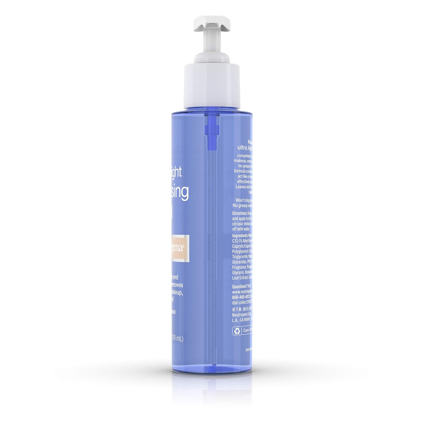 Neutrogena Ultra Light Facial Cleansing Oil & Makeup Remover, Non-Comedogenic Face Cleanser to Remove Dirt, Oil, Makeup & Waterproof Mascara, 4 fl. oz