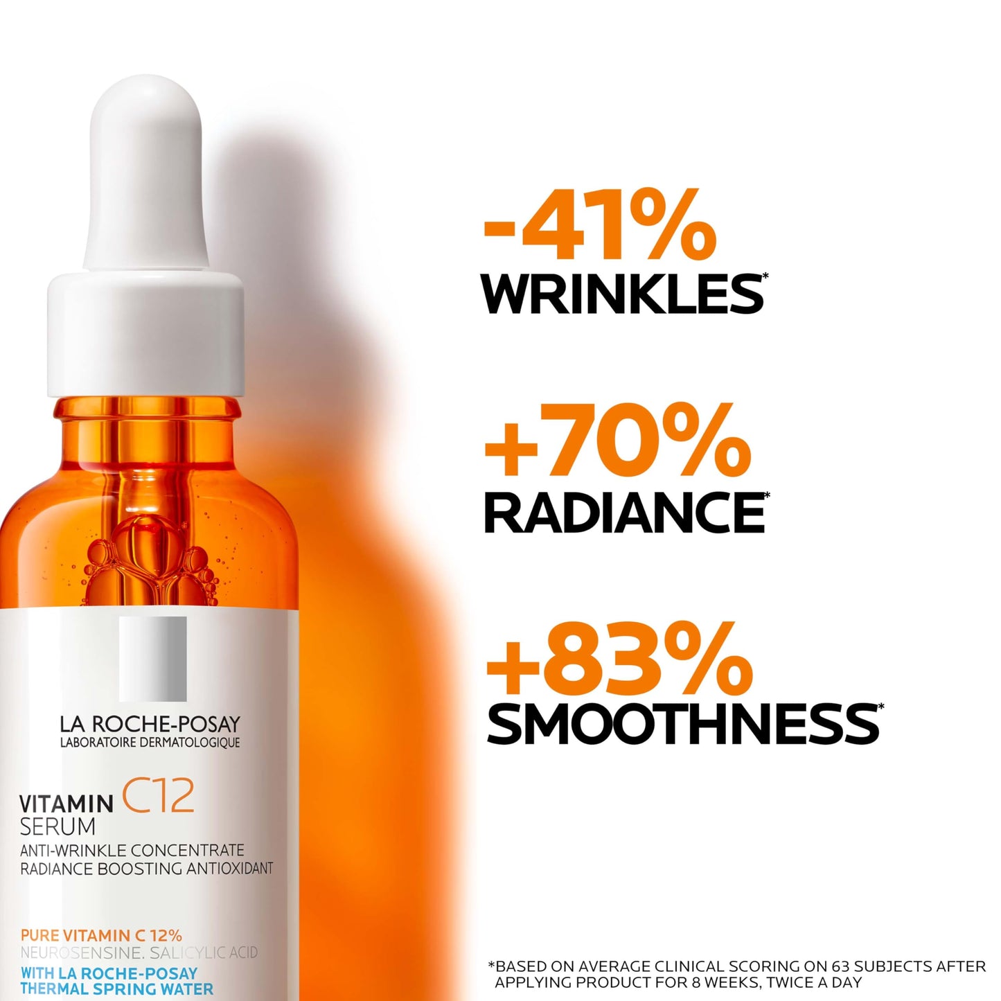 La Roche-Posay Pure Vitamin C Serum For Face With Hyaluronic Acid & Salicylic Acid, Hydrating & Brightening Serum, Boost Radiance & Reduce Wrinkles, Paraben Free