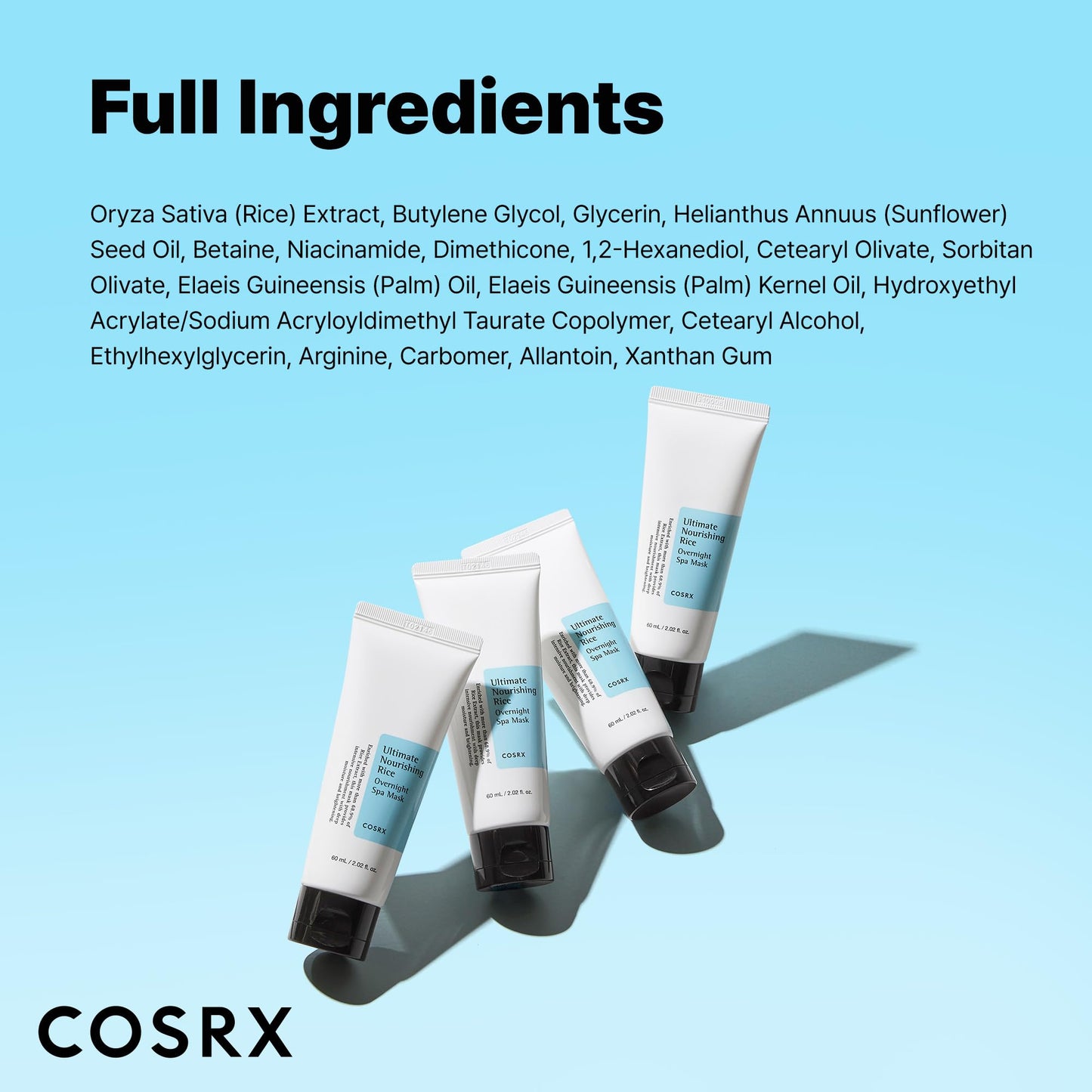 COSRX Ultimate Nourishing Rice Overnight Spa Mask, 60ml / 2.02 fl.oz | Rice Extract 68% and Niacinamide 2%, Korean Skin Care, Animal Testing Free, Paraben Free