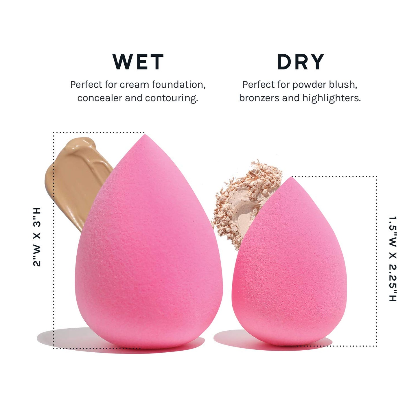 AOA Studio Collection Makeup Sponge Set Makeup Blender Latex Free and High-definition Super Soft Set of 6 Makeup Blender For Powder Cream and Liquid, Beauty Cosmetic Beveled Shape (Pink)