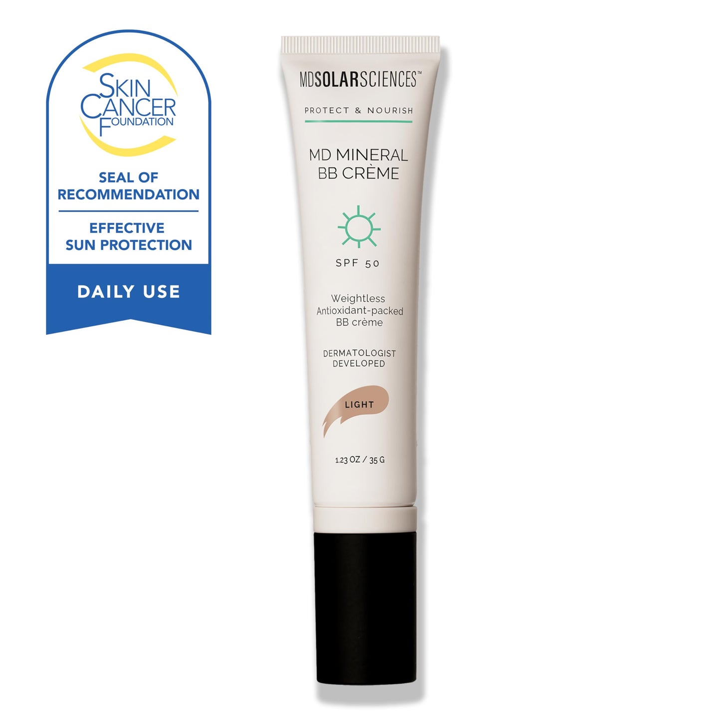 MDSolarSciences Mineral BB Cr me SPF 50 | Hydrating, Sheer Tinted Mineral Sunscreen with Niacinamide, Caffeine & Squalane | Blurring, Anti-Aging, Clean & Reef Safe | Light 1.23 oz
