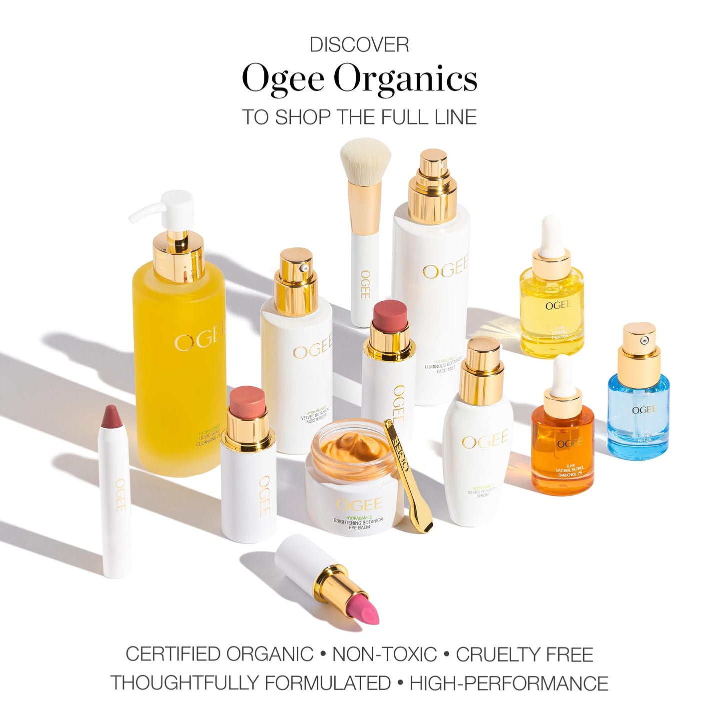 Ogee Face Stick Trio - Golden Contour Stick Makeup Collection - Certified Organic Bronzer, Blush Stick, and Highlighter Stick for a Flawless Look
