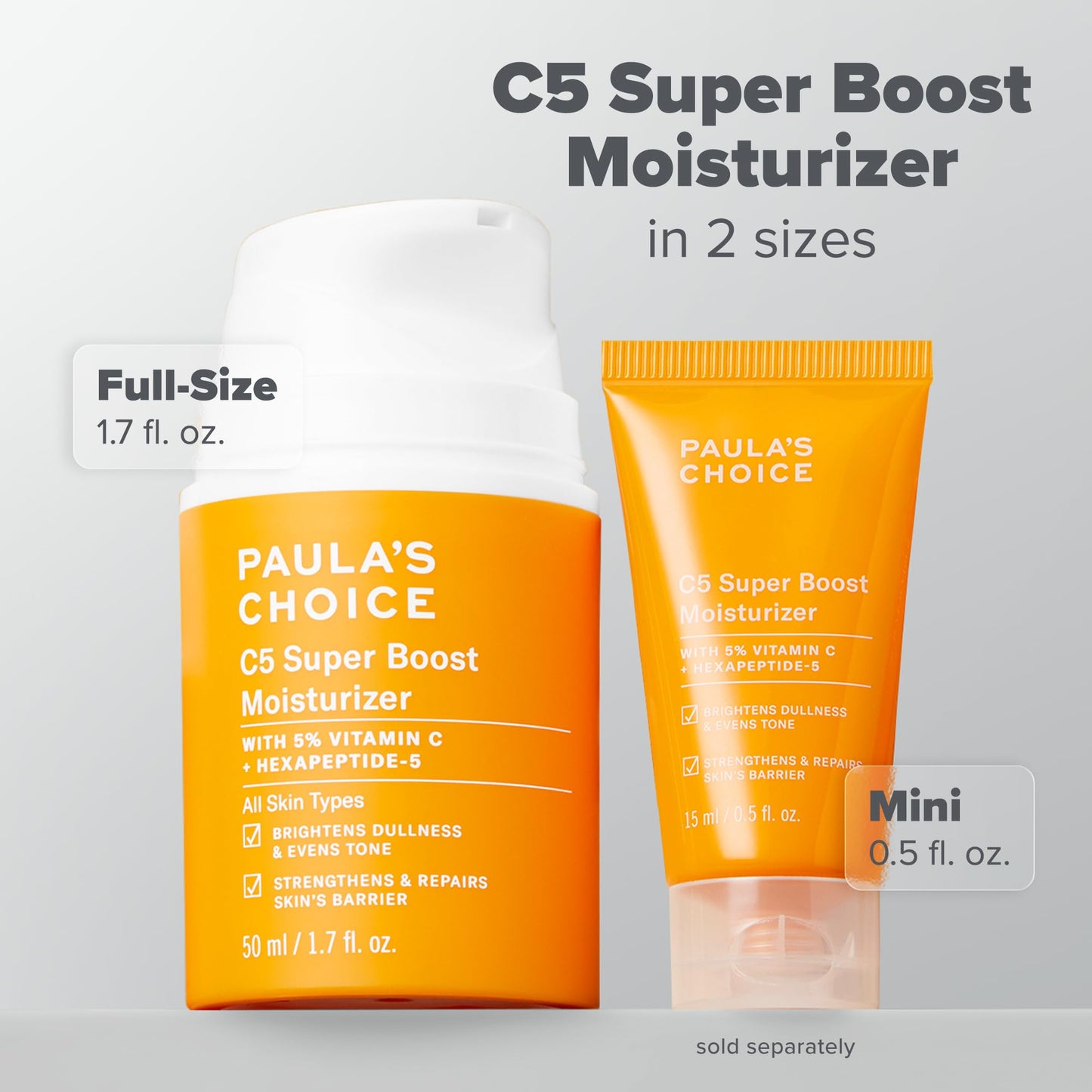 Paula's Choice C5 Super Boost Face Moisturizer with 5% Vitamin C & Squalane, Daily Face Lotion for Discoloration, Uneven Tone, Fine Lines & Breakout-Prone Skin, Fragrance-Free, 1.7 Fl Oz