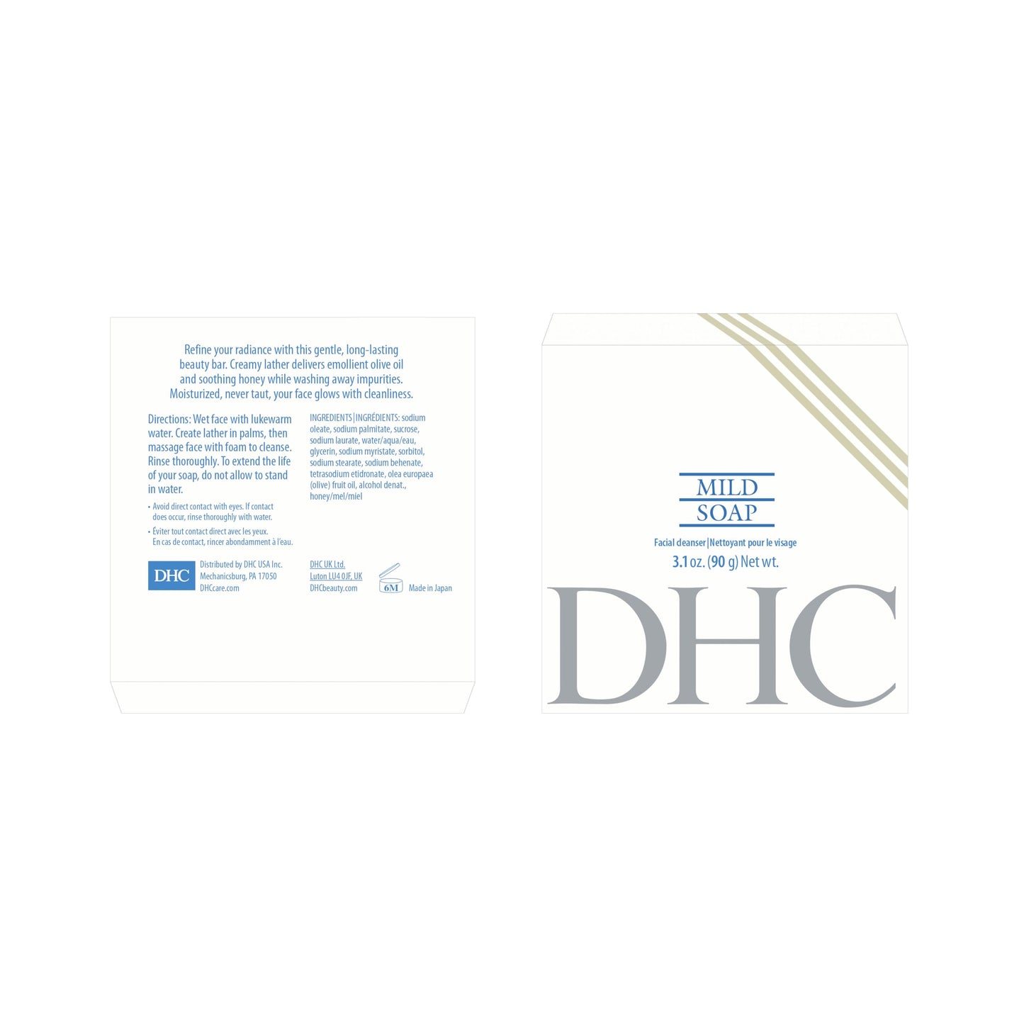 DHC Mild Soap Trio, Facial Cleansing Bar, Hydrating Creamy Foam Lather, Moisturizing, Non-drying, Ideal for all skin types, 3.1 oz. Net wt.