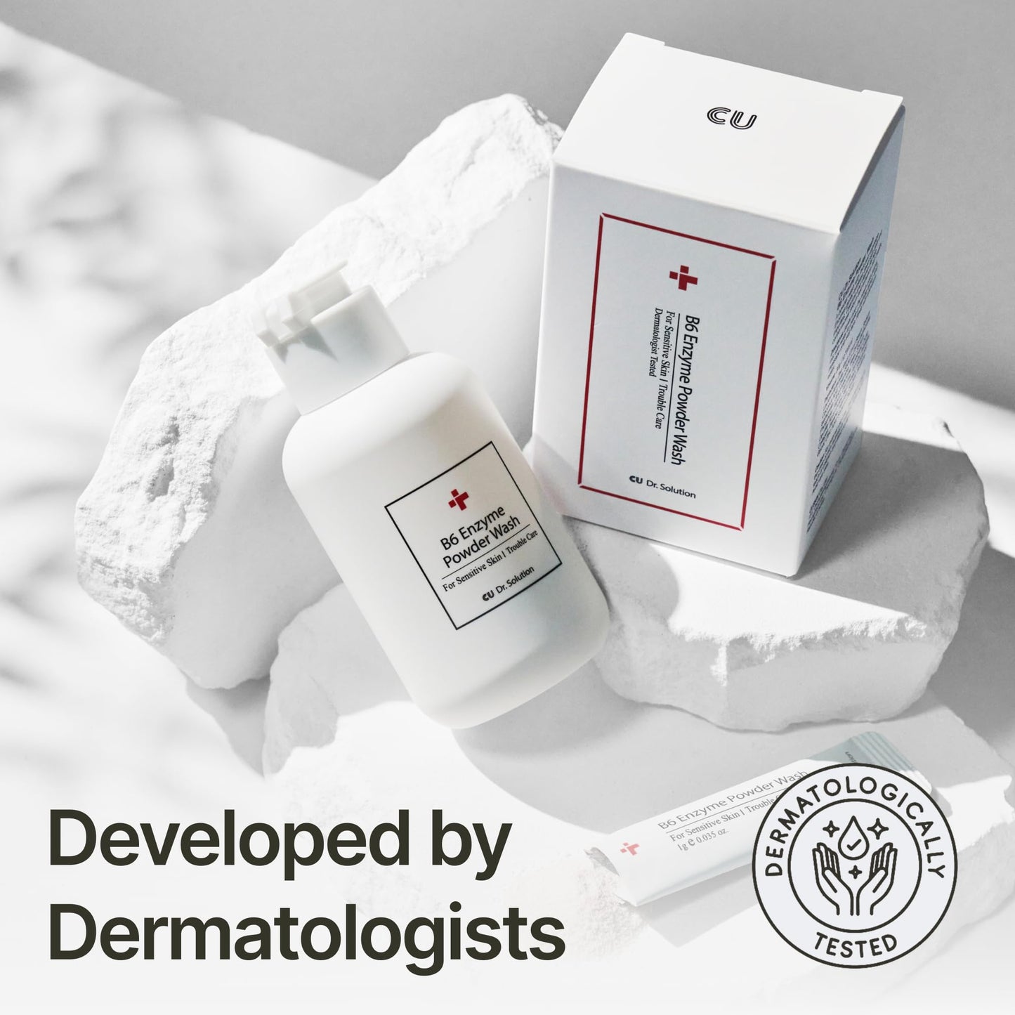 CU DR. SOLUTION B6 Enzyme Powder Face Cleanser, Korean Skin Care Exfoliating Face Wash with PHA and Papain Enzyme, Face Exfoliator with Calamine and Vitamin B6, Gentle Cleanser, 55g (1.94 Oz)