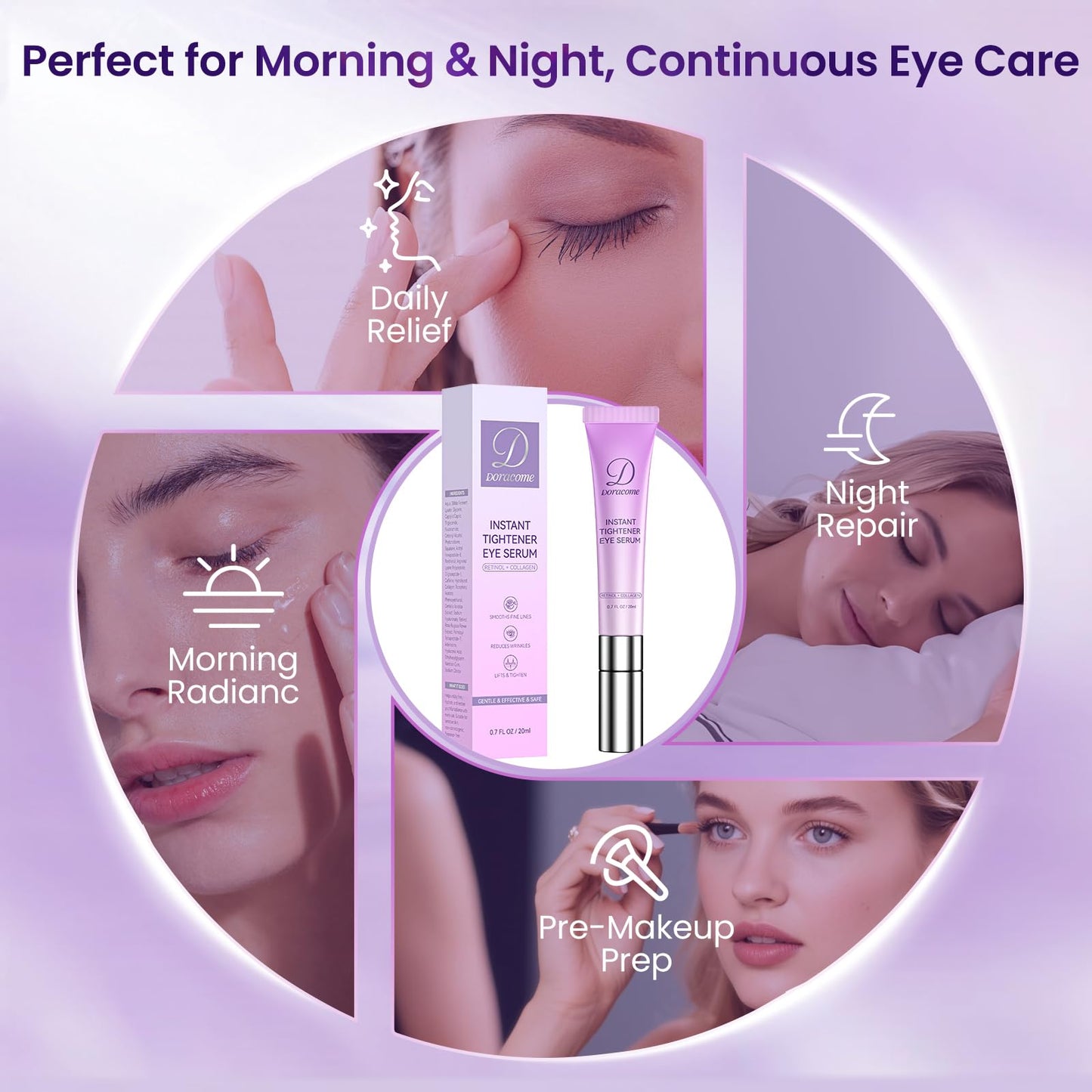 Caffeine & Retinol Eye Serum –Under Eye Serum for Dark Circles and Puffiness, Corrects Puffy Bags, Fine Lines & Wrinkles, 8Hr Hydrating Under Eyes Cream – 0.7 fl.oz