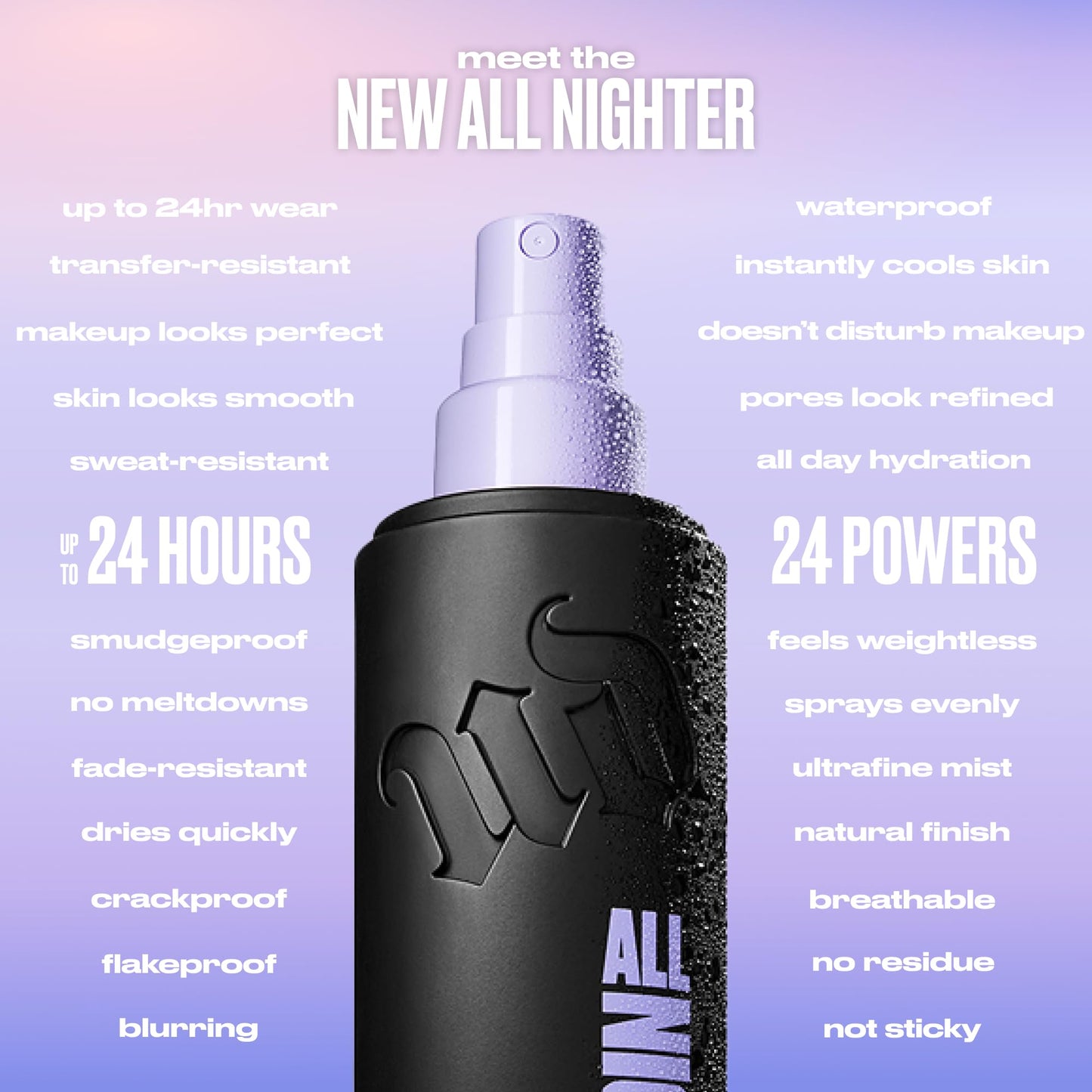 Urban Decay All Nighter Waterproof Makeup Setting Spray - Natural Finish, Up to 24HR Wear, Ultra-Fine Facial Mist, Hydrating Foundation Face Primer, Smudge-Proof, Transfer-Resistant - 4 fl oz