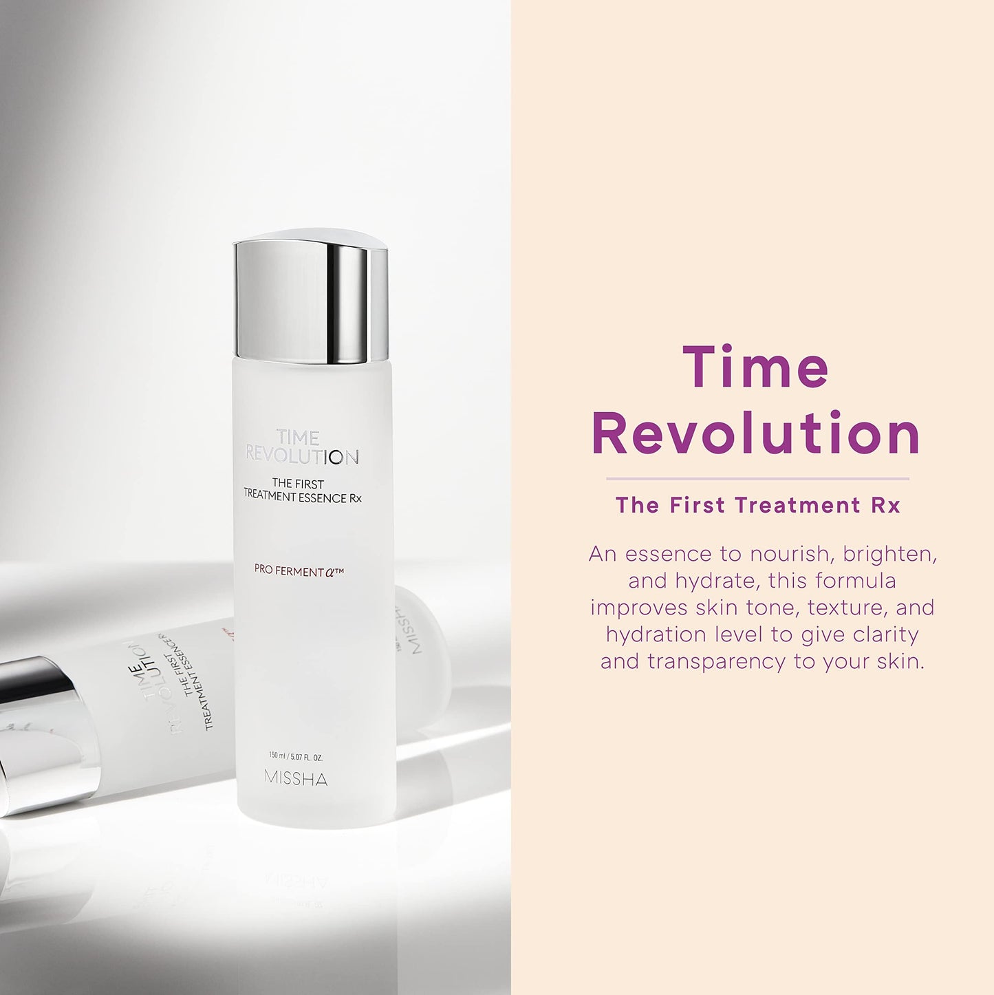 MISSHA Time Revolution The First Essence RX (4th Gen) 5.07 Fl oz/150ml, Korean Face Essence, Hydrating Facial Toner, Skin Smoothing & pH Balancing Toner for All Skin Types
