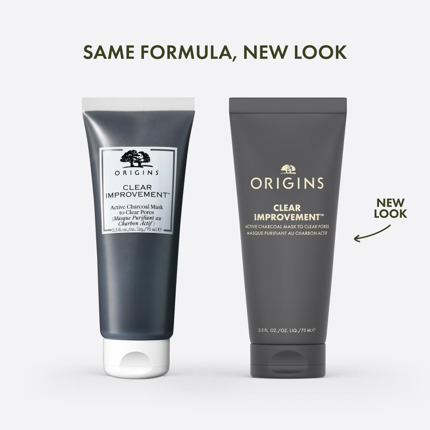 Origins Clear Improvement Active Charcoal Face Mask to Clear Pores | Clay Mask | Fragrance Free, 2.5 Fl Oz