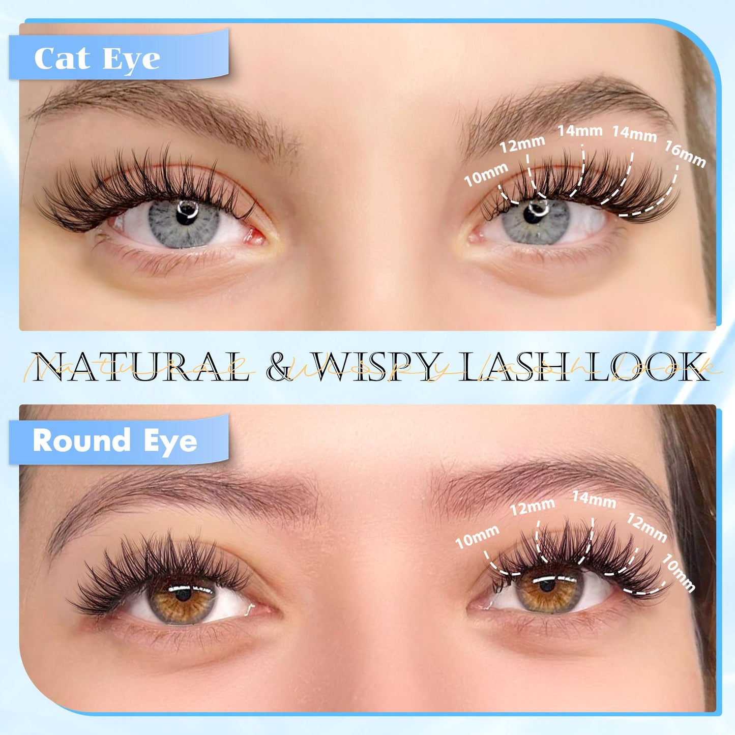 PHKERATA Natural Lash Clusters Wispy Eyelash Clusters 110Pcs Cluster Eyelash Extensions C Curl Individual Lashes 10-16MM Mix Length Natural Look Lashes Clusters with Thin Lash Band, Black