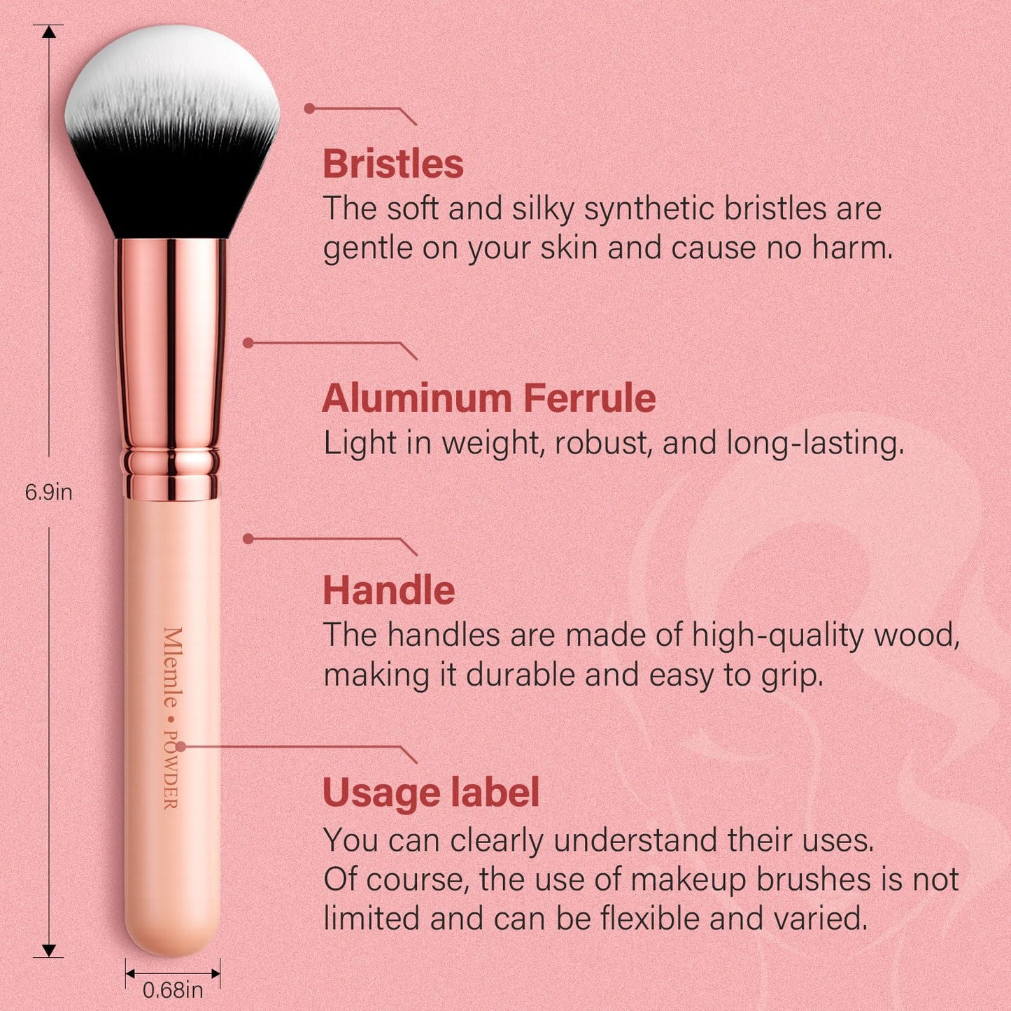 Makeup Brushes Set, Mlemle Professional 26 Pcs Makeup Kit, Include Powder Foundation Concealers Blush Eye shadows 21 Pcs Makeup Brushes and 2 Powder Puff, 3 Makeup Sponge(A01-Pink)