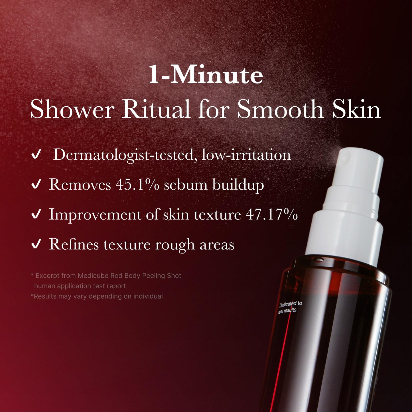 medicube Red Body Peeling Shot, AHA + BHA Exfoliating Body Spray for Summer-Ready Smooth Skin, Treats Strawberry Skin, Bumps & Breakouts, 3.88 oz