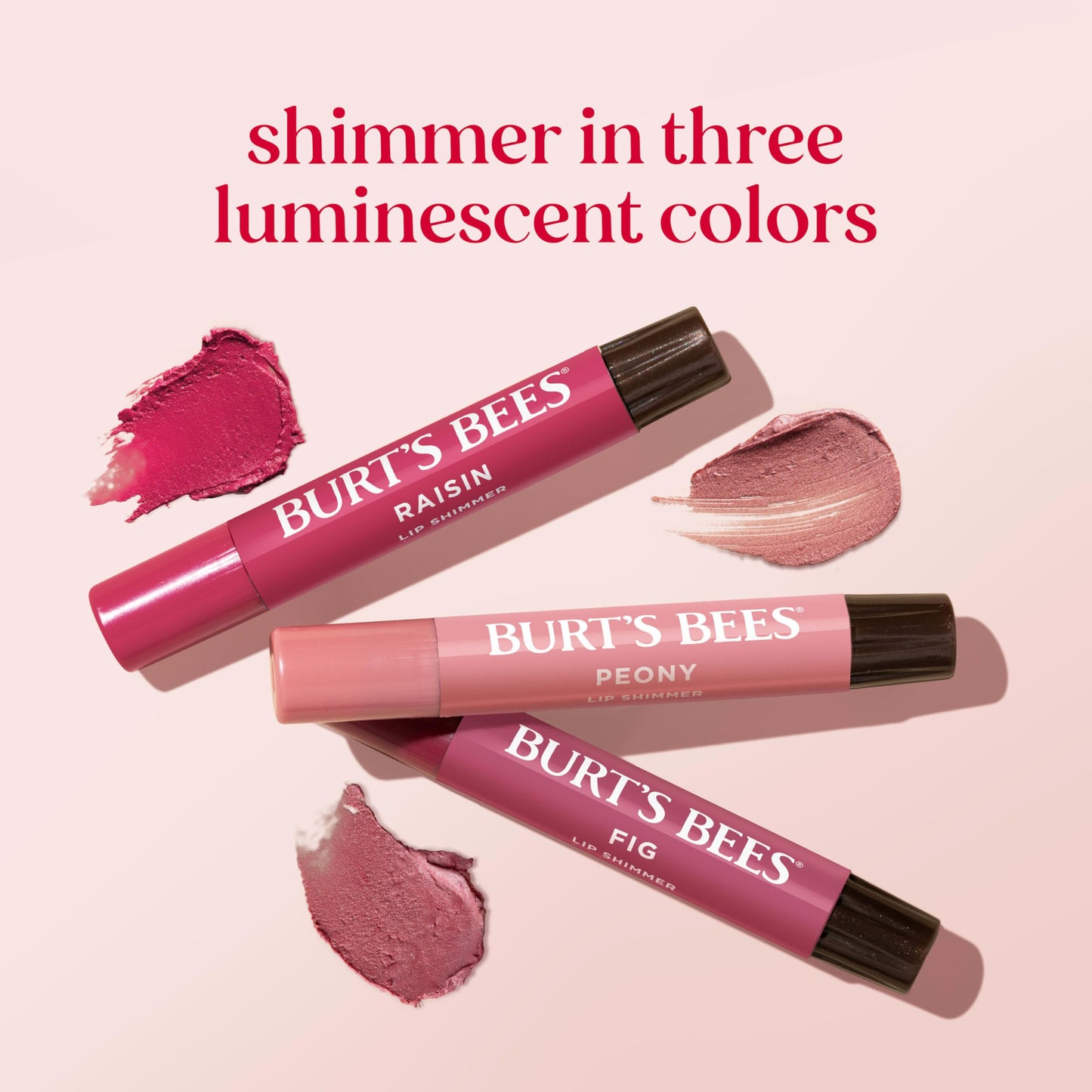 Burt's Bees Christmas Gifts, Lip Shimmer Nude Collection, Tinted Lip Balm Stick, Moisturizing for Hydration with Natural Glowy Pigmented Finish & Buildable Color, Value Pack, 3 Tubes x 0.09 Oz