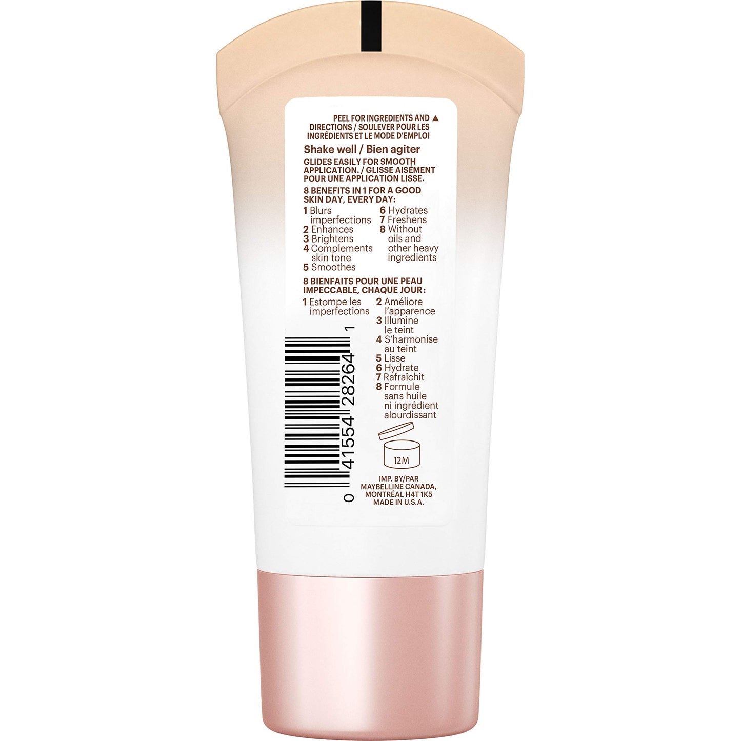 Maybelline Dream Fresh Skin Hydrating BB cream, 8-in-1 Skin Perfecting Beauty Balm with Broad Spectrum SPF 30, Sheer Tint Coverage, Oil-Free, Medium, 1 Fl Oz