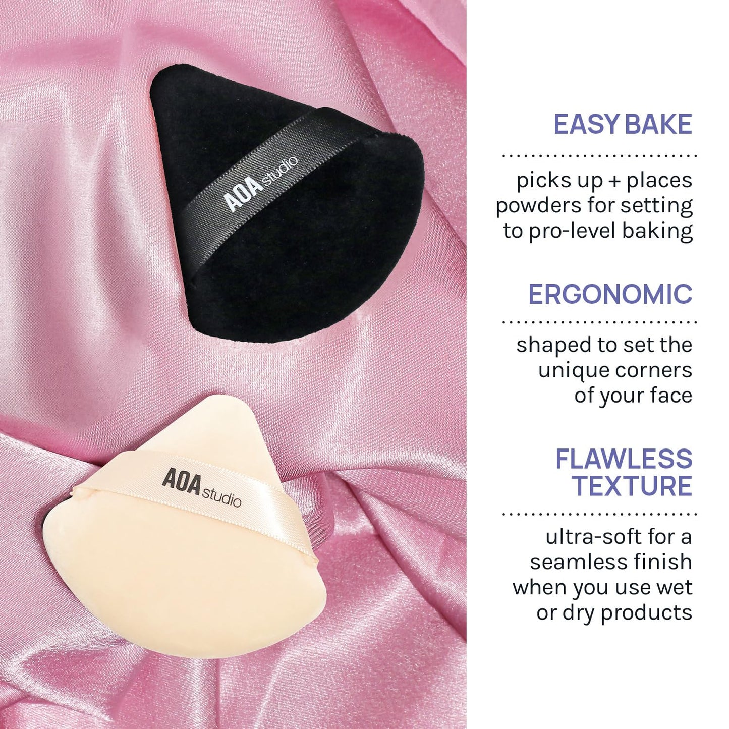 AOA Studio Velvet Puffs Makeup Puff Set of 6 Loose Powder Body Powder, Velour Makeup Blender Sponge Foundation Blending Sponges Set Beauty Makeup Tools(Black/Peach)